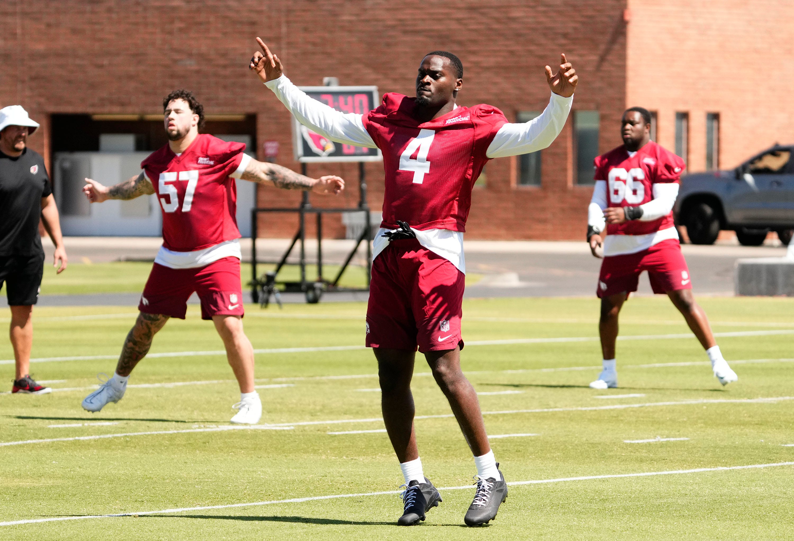 Arizona Cardinals running back Jeremiyah Love (4) at rookie minicamp, as we break down the NFL schedule and key dates for the offseason.
