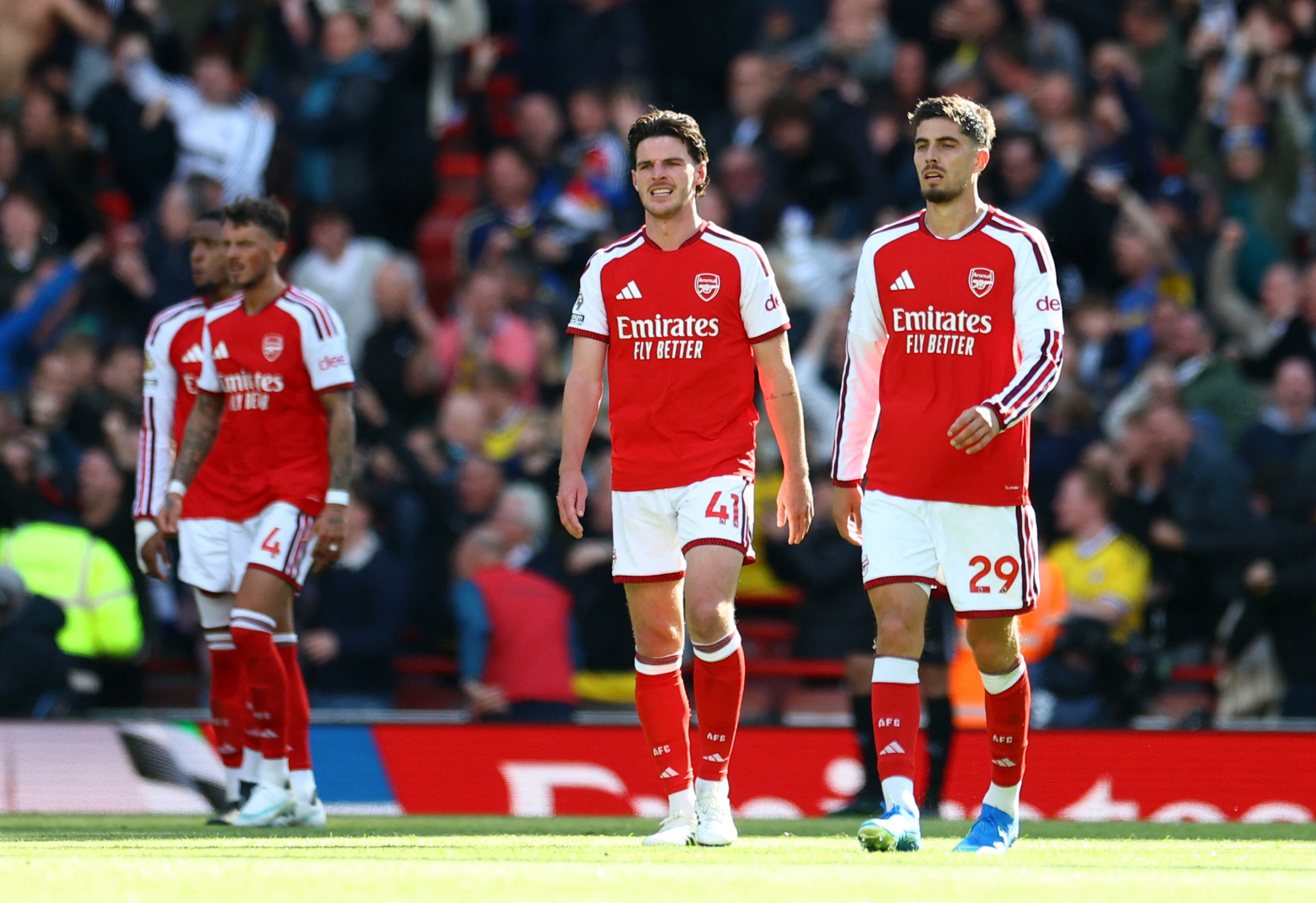 Pictured: Declan Rice and Kai Havertz looking on as we break down our Nottingham Forest vs. Arsenal Prediction. Photo by REUTERS/Hannah McKay.