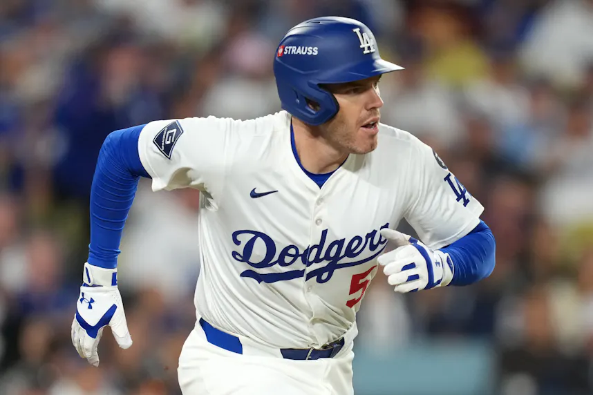 Los Angeles Dodgers first baseman Freddie Freeman (5) runs as we look at the World Series home run leader odds