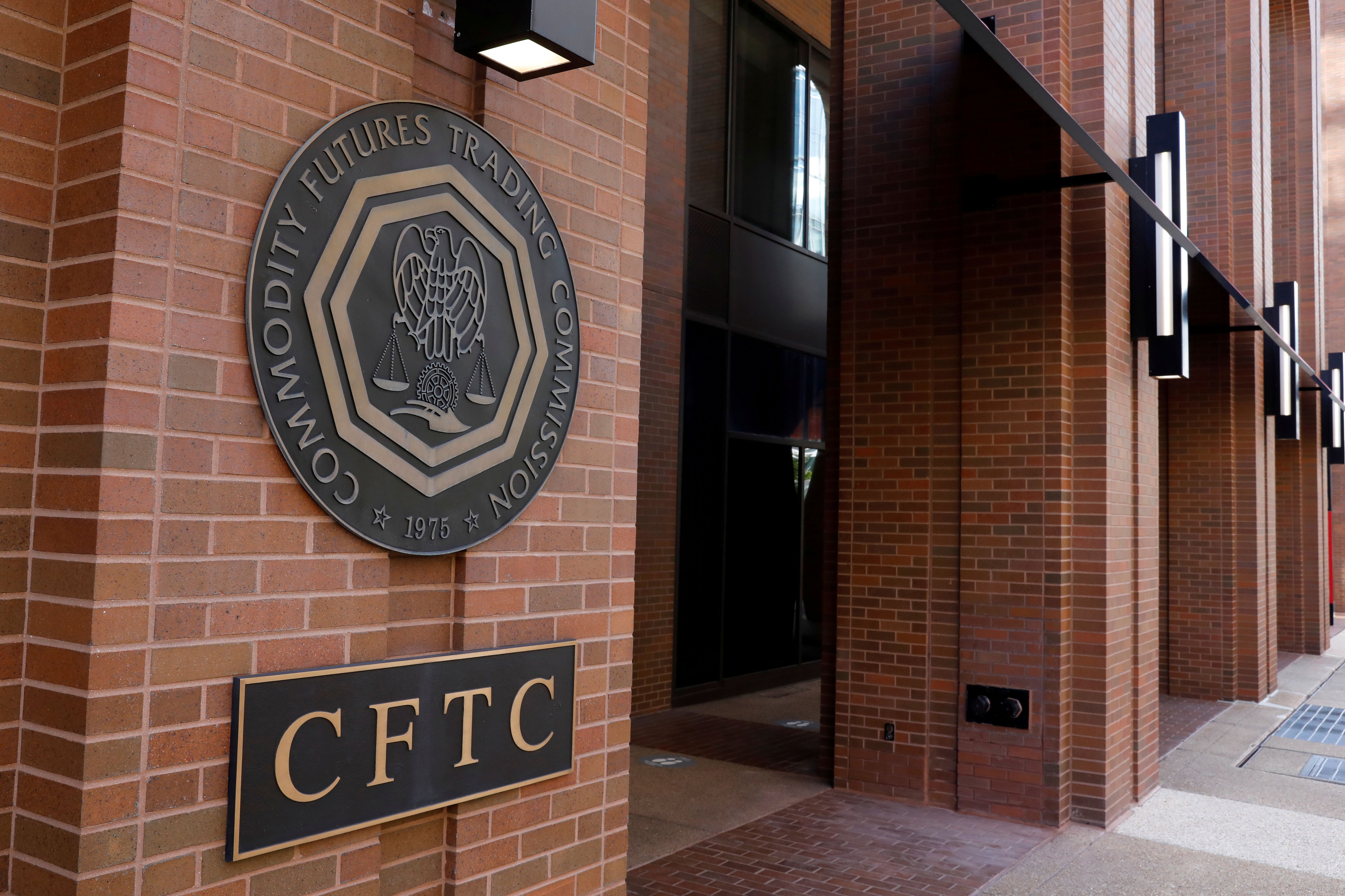 Signage is seen outside of the US Commodity Futures Trading Commission (CFTC) building as we look at the CFTC lawsuit against Illinois, Arizona, and Connecticut.