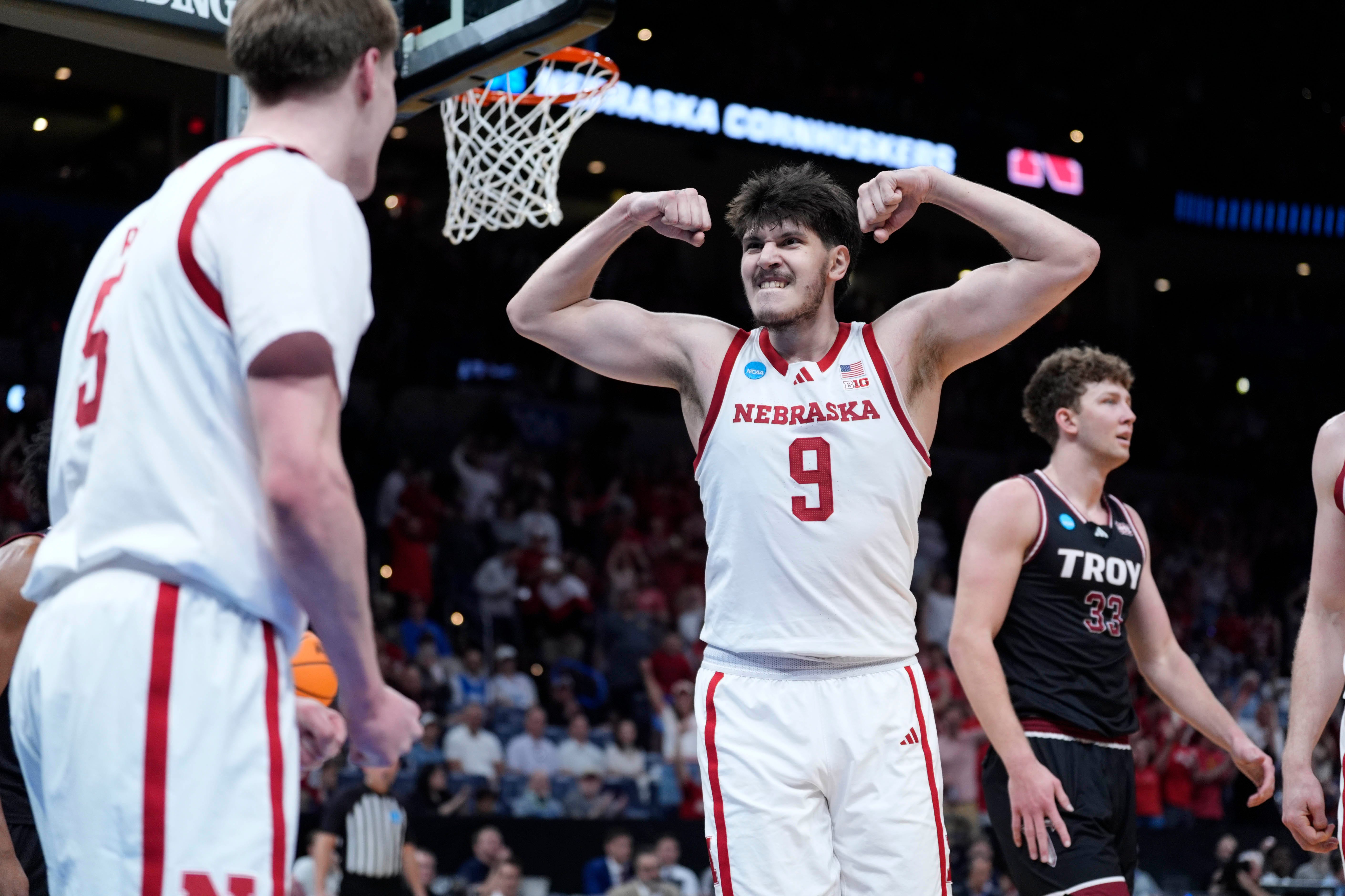 Nebraska Cornhuskers forward Berke Buyuktuncel celebrates as we look at the status of legal sports betting in the state