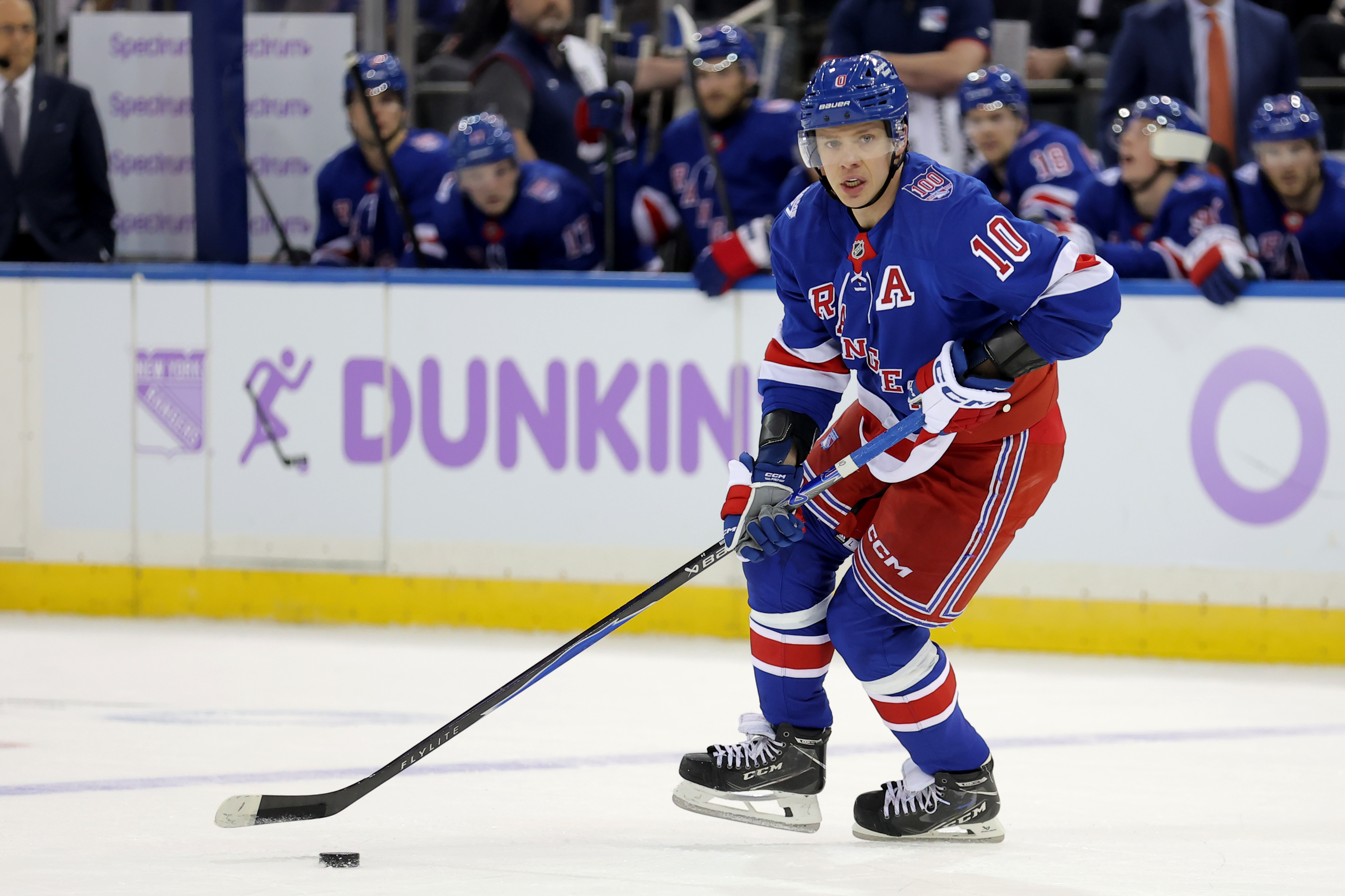 Artemi Panarin skates with the puck as we provide our Kraken vs. Rangers prediction, picks, and best bets. 