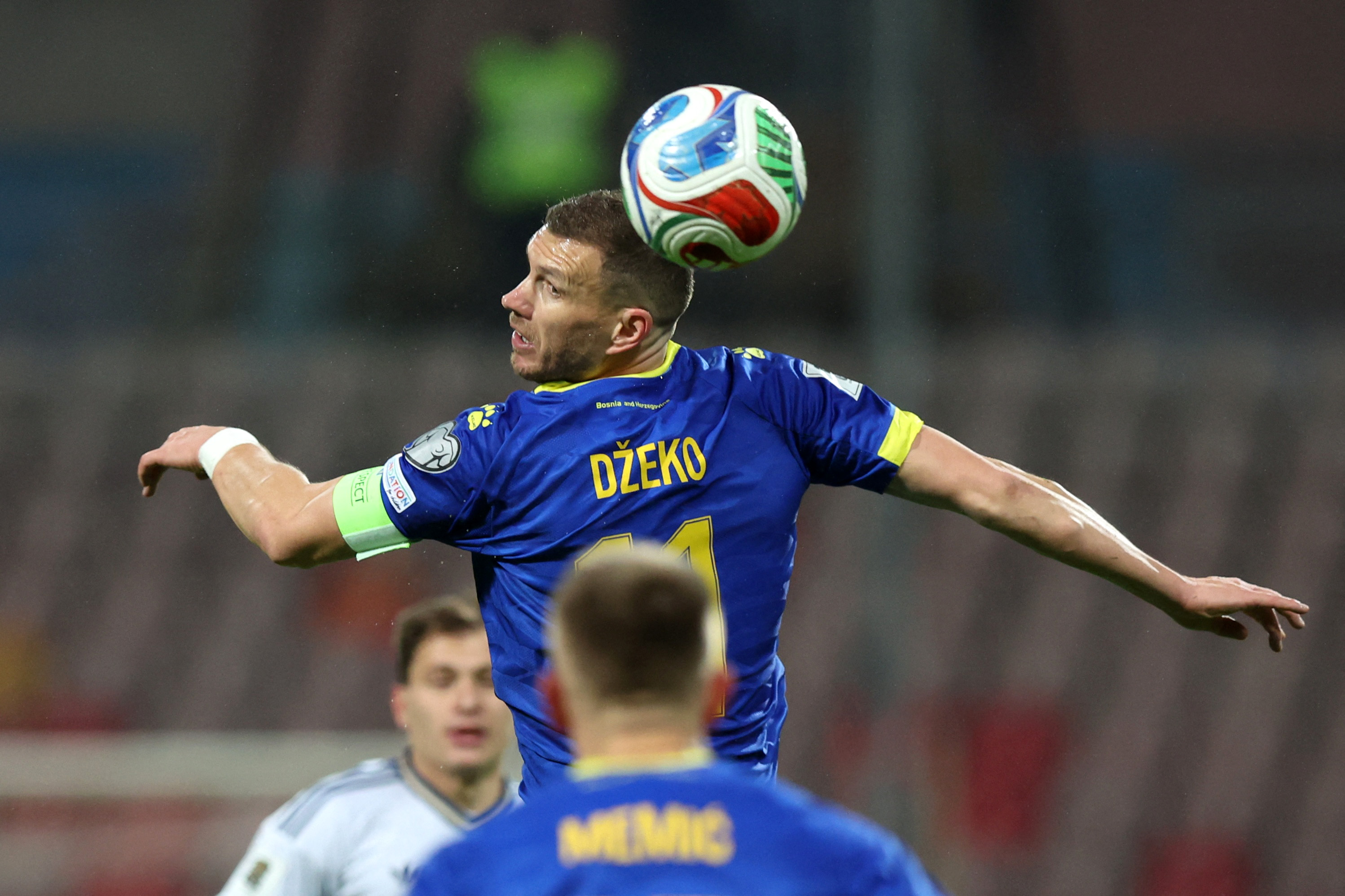 Bosnia and Herzegovina's Edin Dzeko in action as we make our best Canada vs. Bosnia and Herzegovina prediction