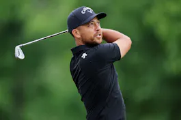Xander Schauffele of the United States plays his shot from the eighth tee as we make our PGA Championship matchup picks