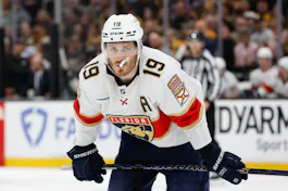Matthew Tkachuk of the Florida Panthers skates against the Boston Bruins as we look at the best 2024 Stanley Cup odds.