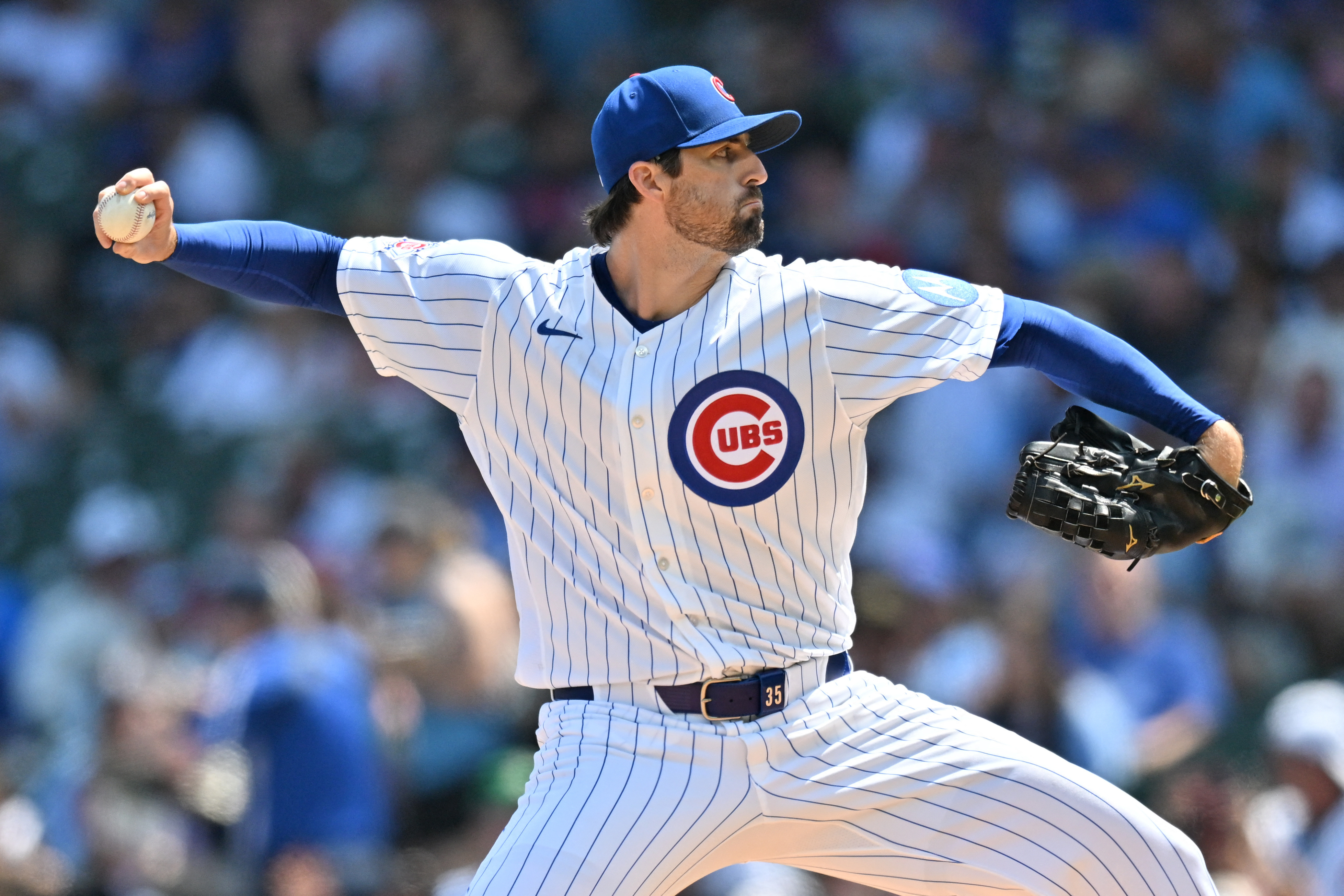 Chicago Cubs pitcher Clay Holmes (25) pitches as we break down our best NRFI bets today.