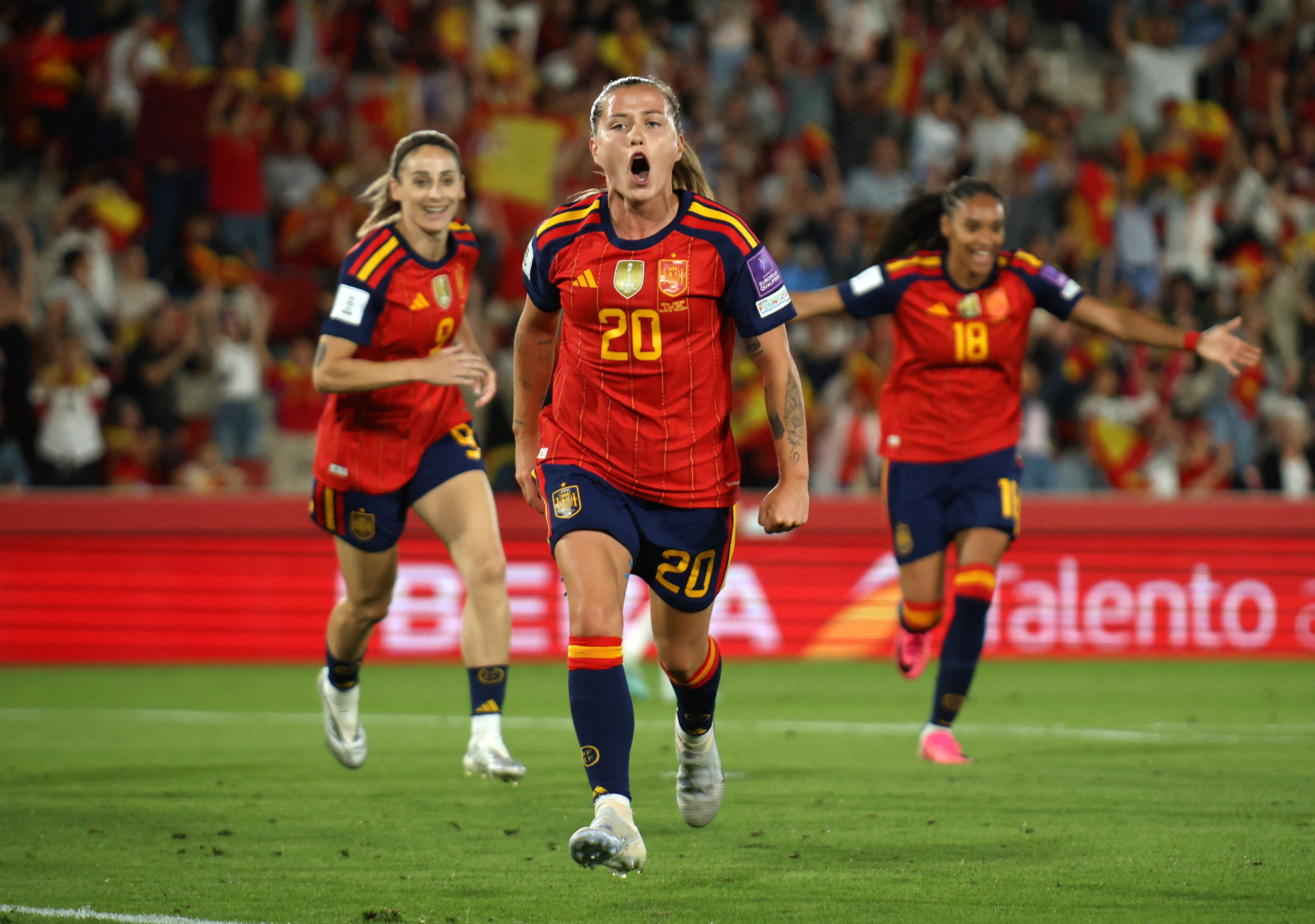 Pictured: Claudia Pina celebrating a goal as we break down our USWNT vs. Spain Prediction. Photo by REUTERS/Francisco Ubilla.