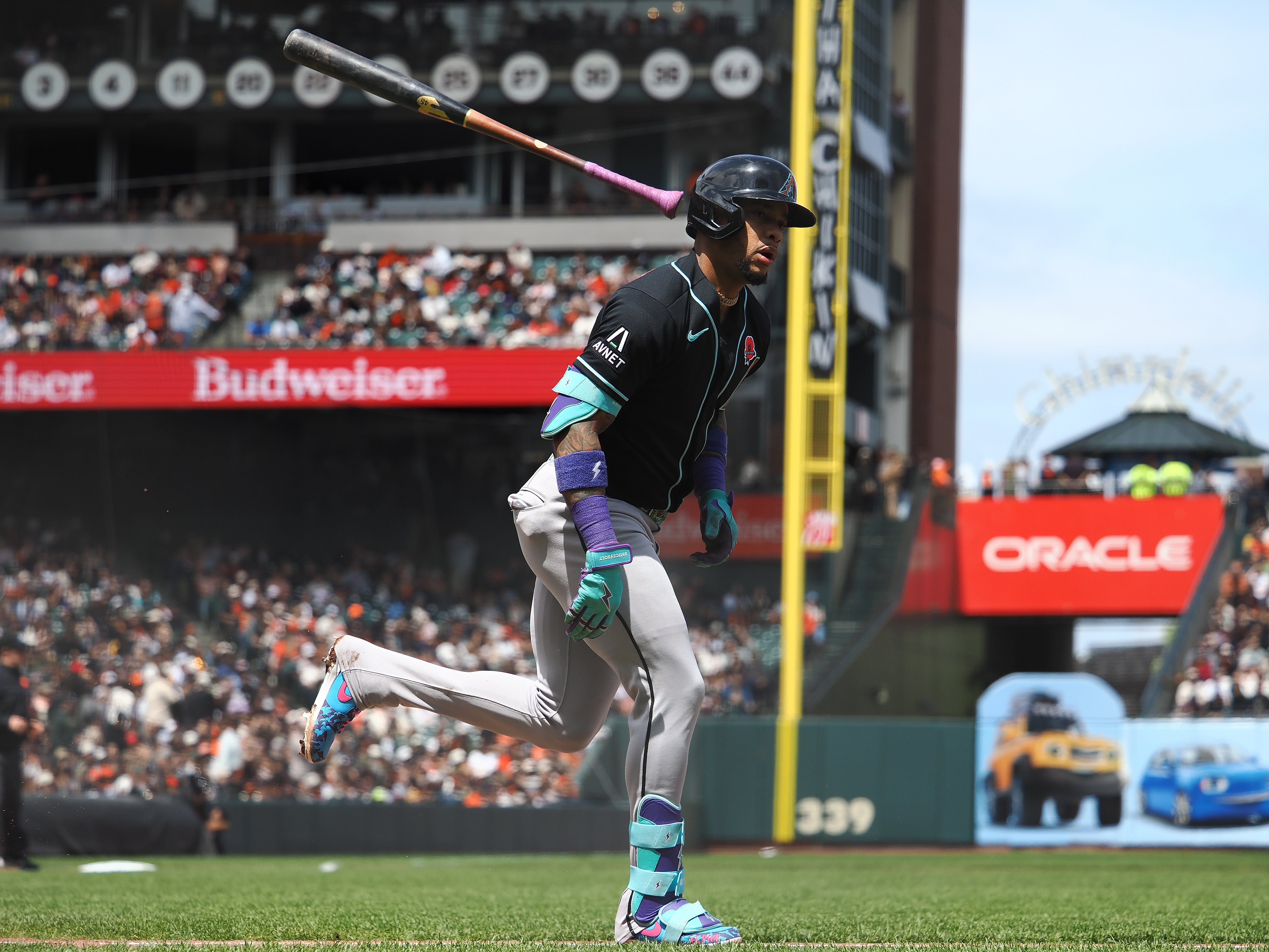 Arizona Diamondbacks second baseman Ketel Marte tosses his bat as we make our best home run predictions today