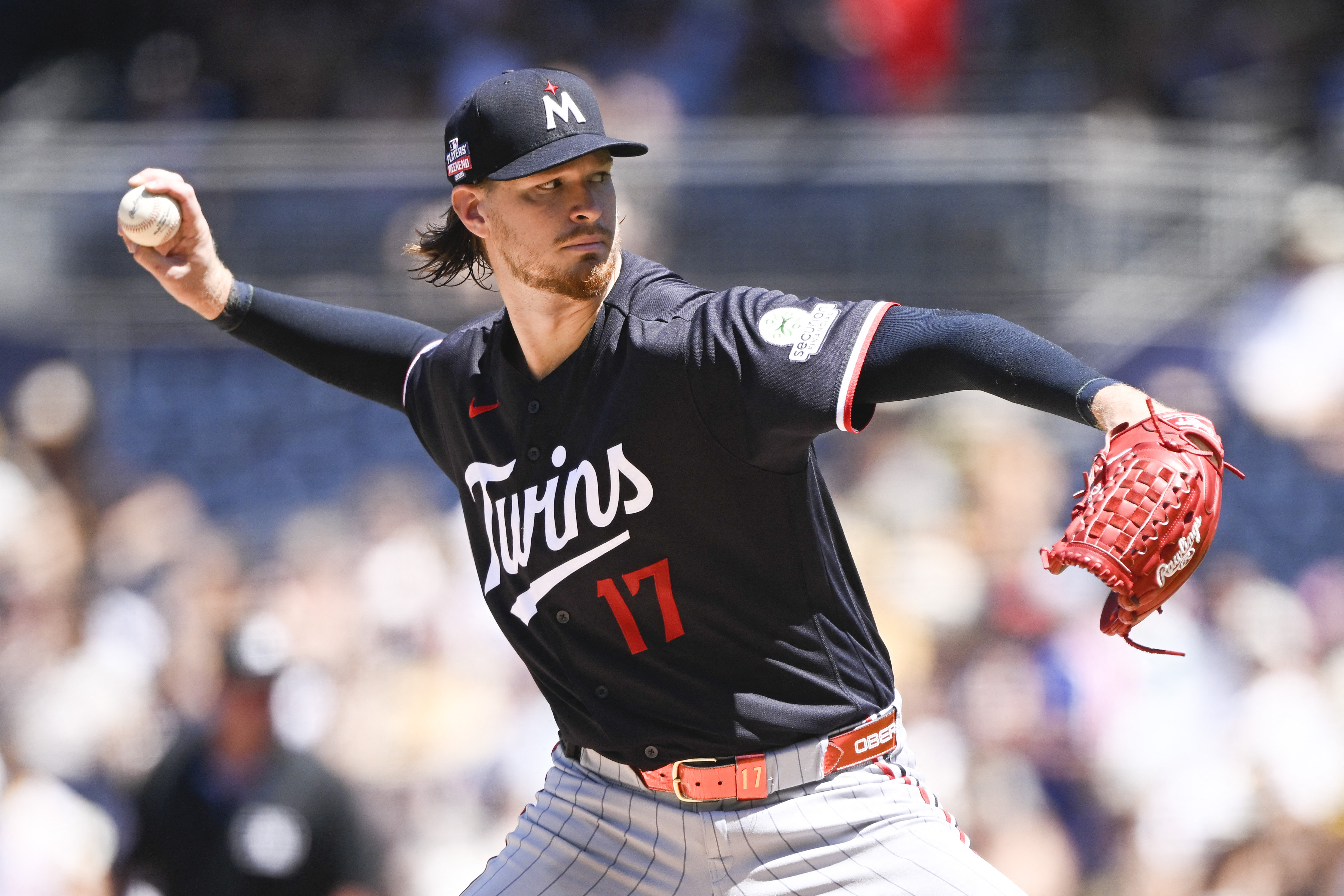 Minnesota Twins starting pitcher Bailey Ober (17) pitches as we break down the Twins vs. White Sox win probability.