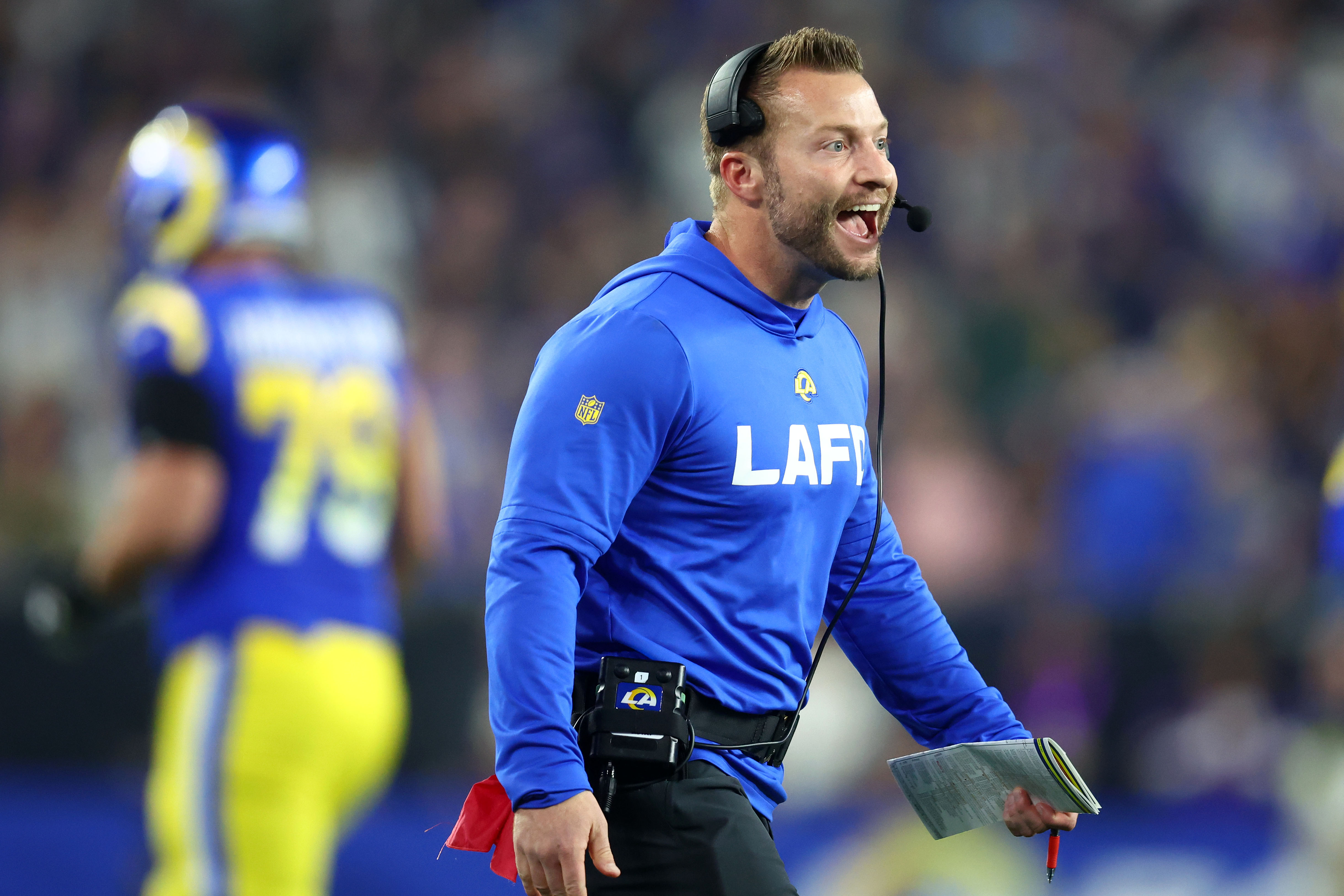 Los Angeles Rams head coach Sean McVay reacts as we offer our NFL Divisional Round picks and preview for all four games this weekend.