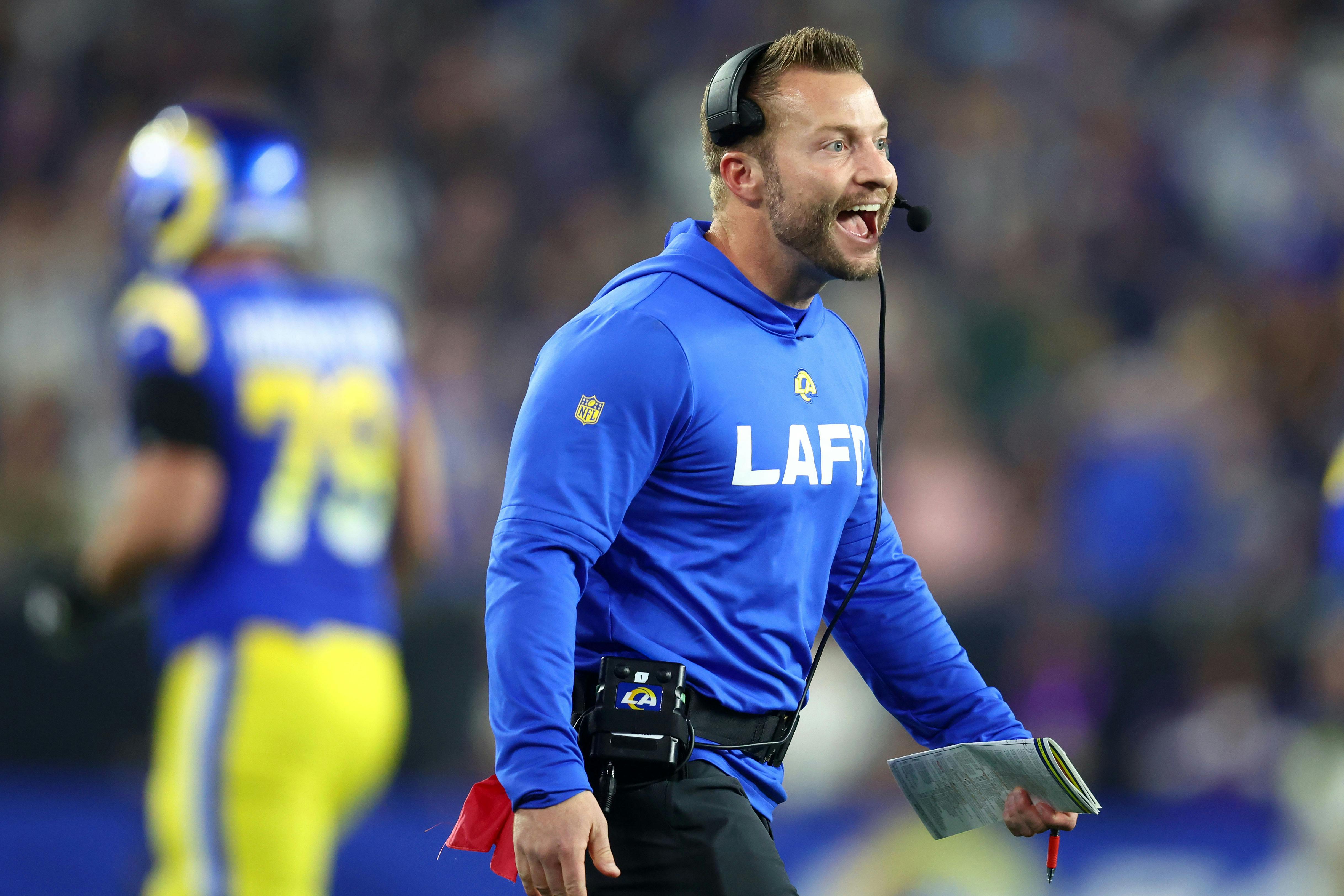 Los Angeles Rams head coach Sean McVay reacts as we offer our NFL Divisional Round picks and preview for all four games this weekend.