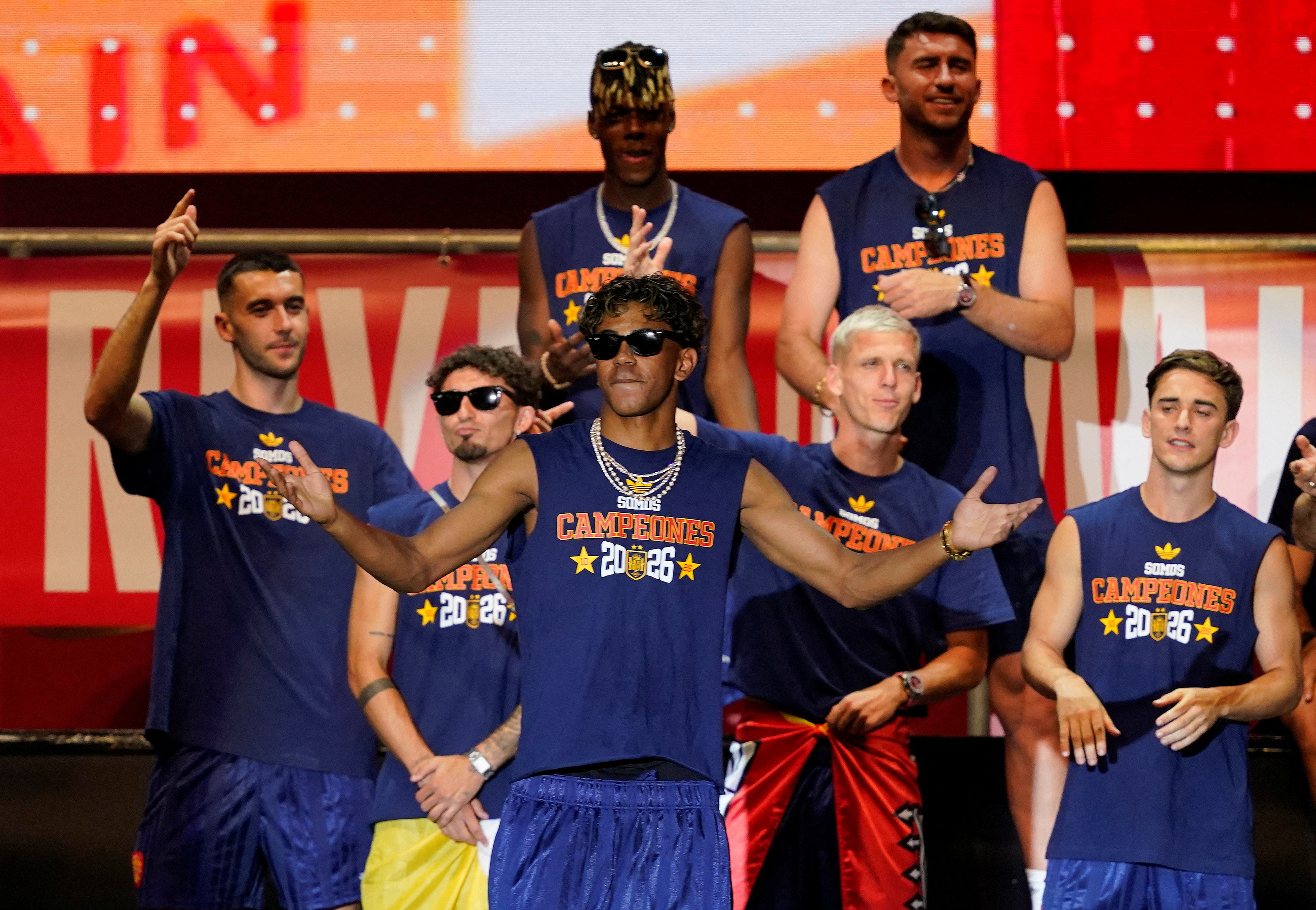 Spain's teammates celebrate as we look at the user surge at Kalshi during the World Cup. 