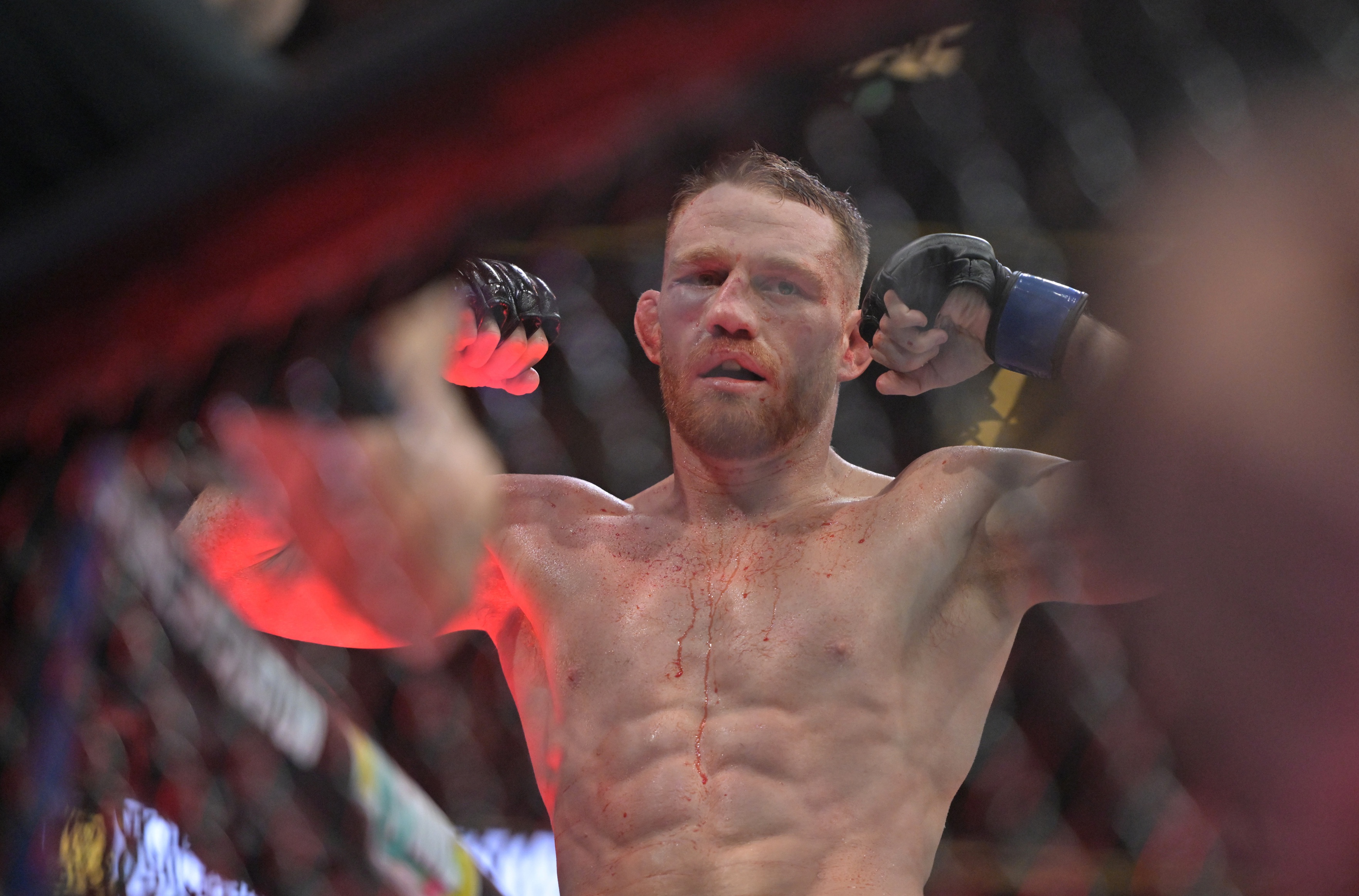 Jack Della Maddalena (blue gloves) reacts as part of our UFC 322 - Della Maddalena vs. Makhachev Betting Lines & Live Odds.