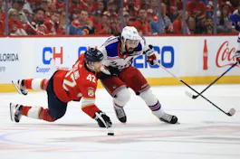 Mika Zibanejad and Gustav Forsling battle for the puck as Gary Pearson explores the best props and predictions for Thursday's Game 5 of the Panthers vs. Rangers Eastern Conference Final. 