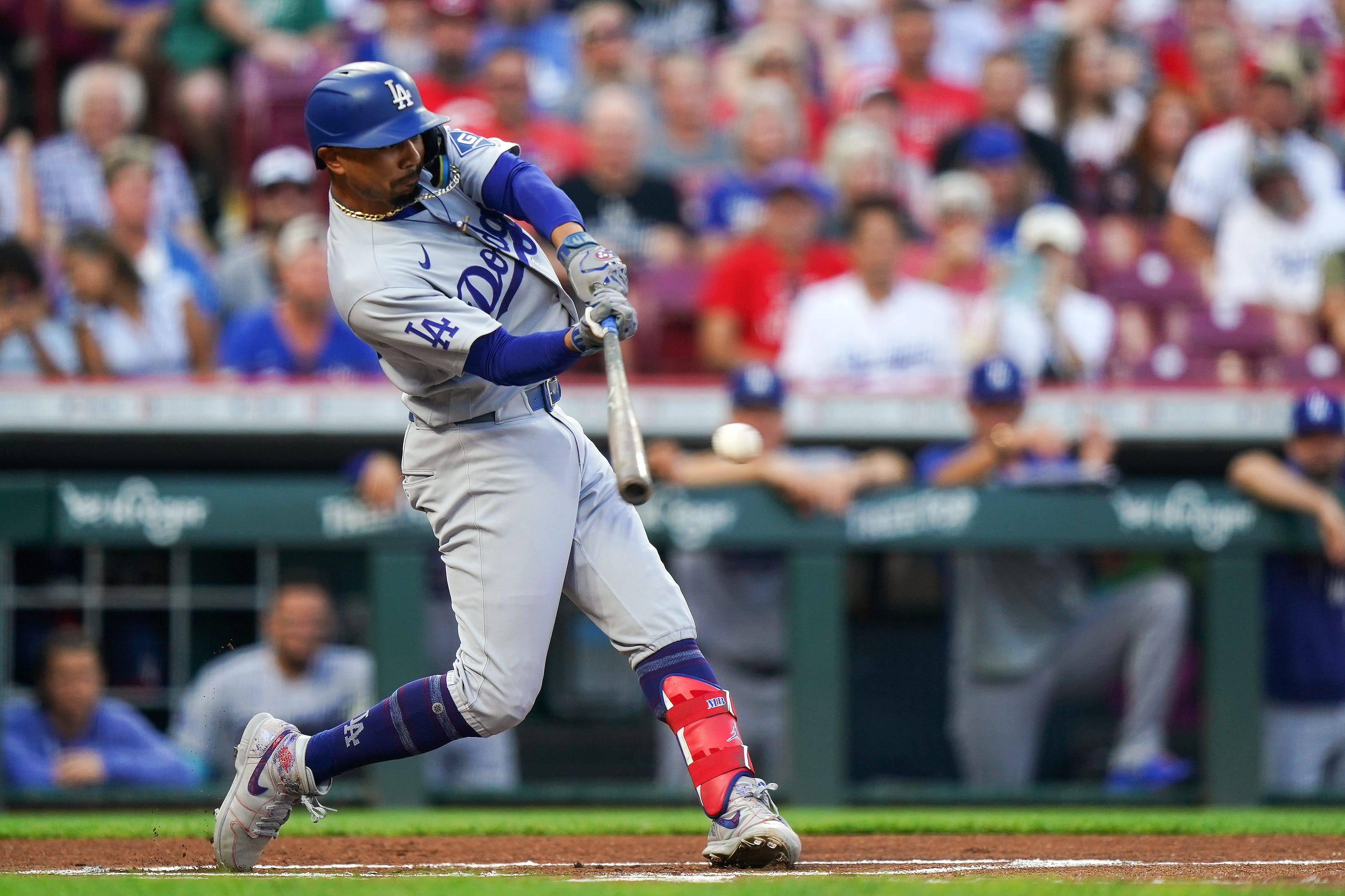 Pictured: Mookie Betts in action at the plate as we break down our Padres vs. Dodgers Prediction. Photo by USA TODAY Network via Reuters Connect.