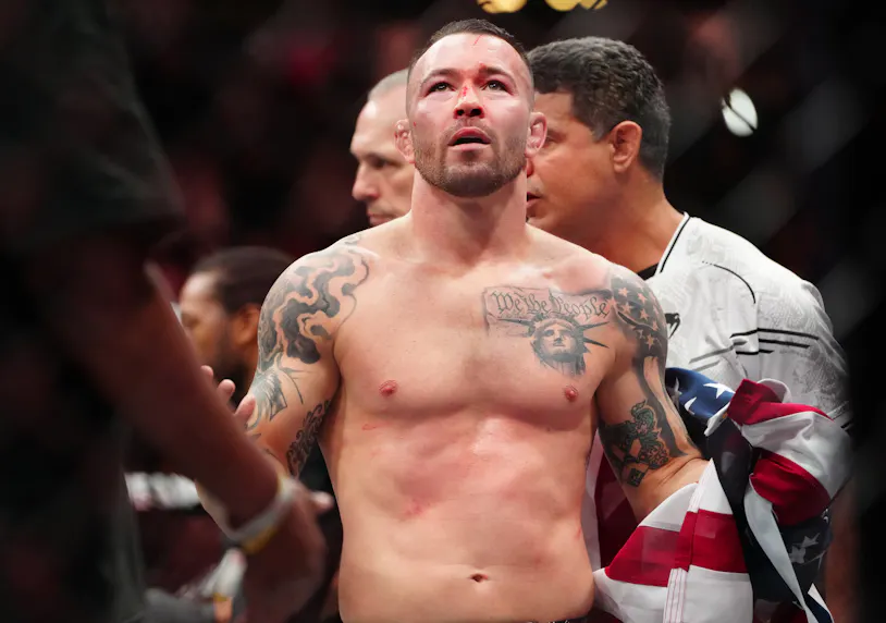 Colby Covington reacts after losing to Leon Edwards as we make our Colby Covington vs. Joaquin Buckley predictions and expert picks ahead of UFC Fight Night.