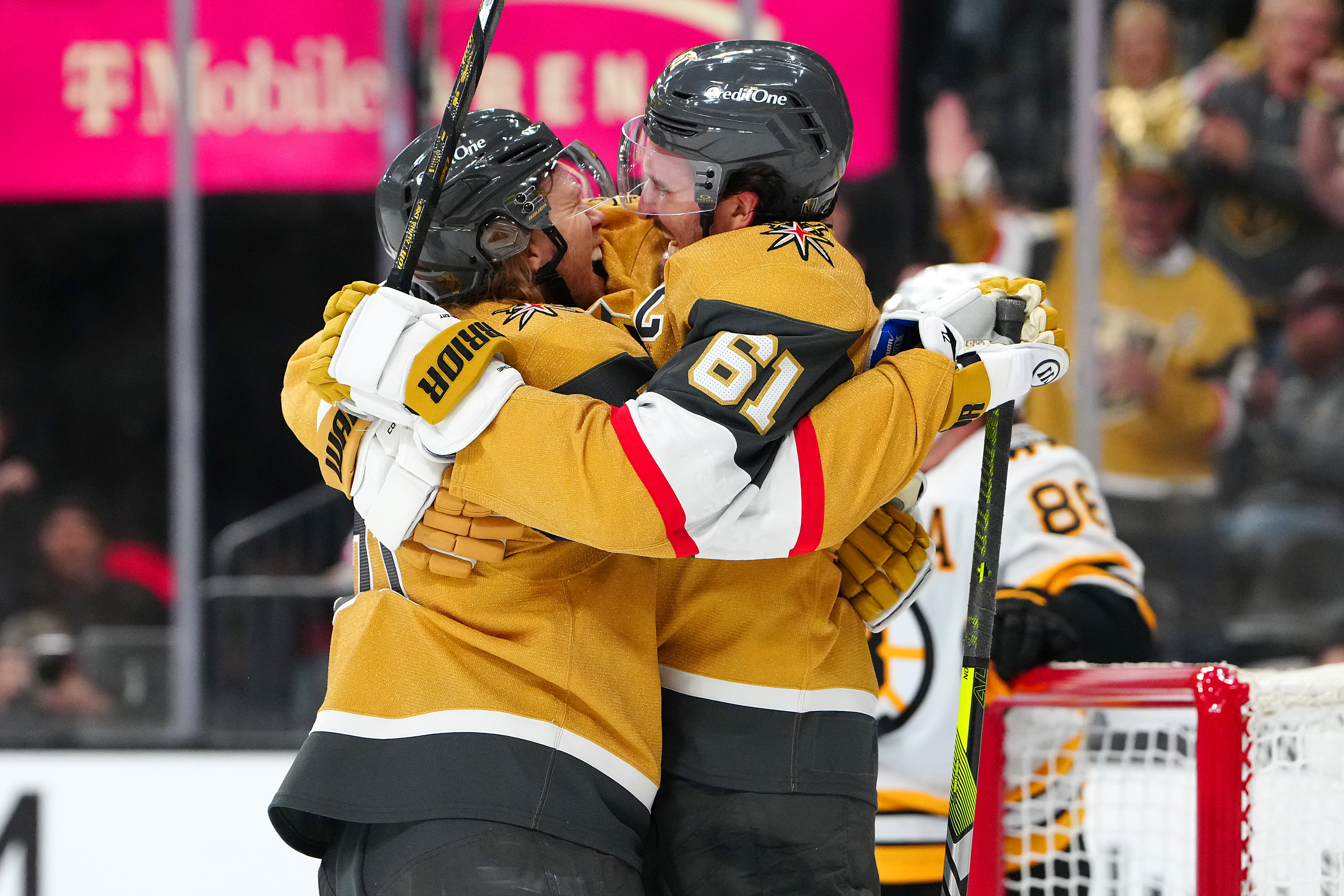Vegas Golden Knights center William Karlsson - who's featured in my Golden Knights vs. Ducks prediction - celebrates. 
