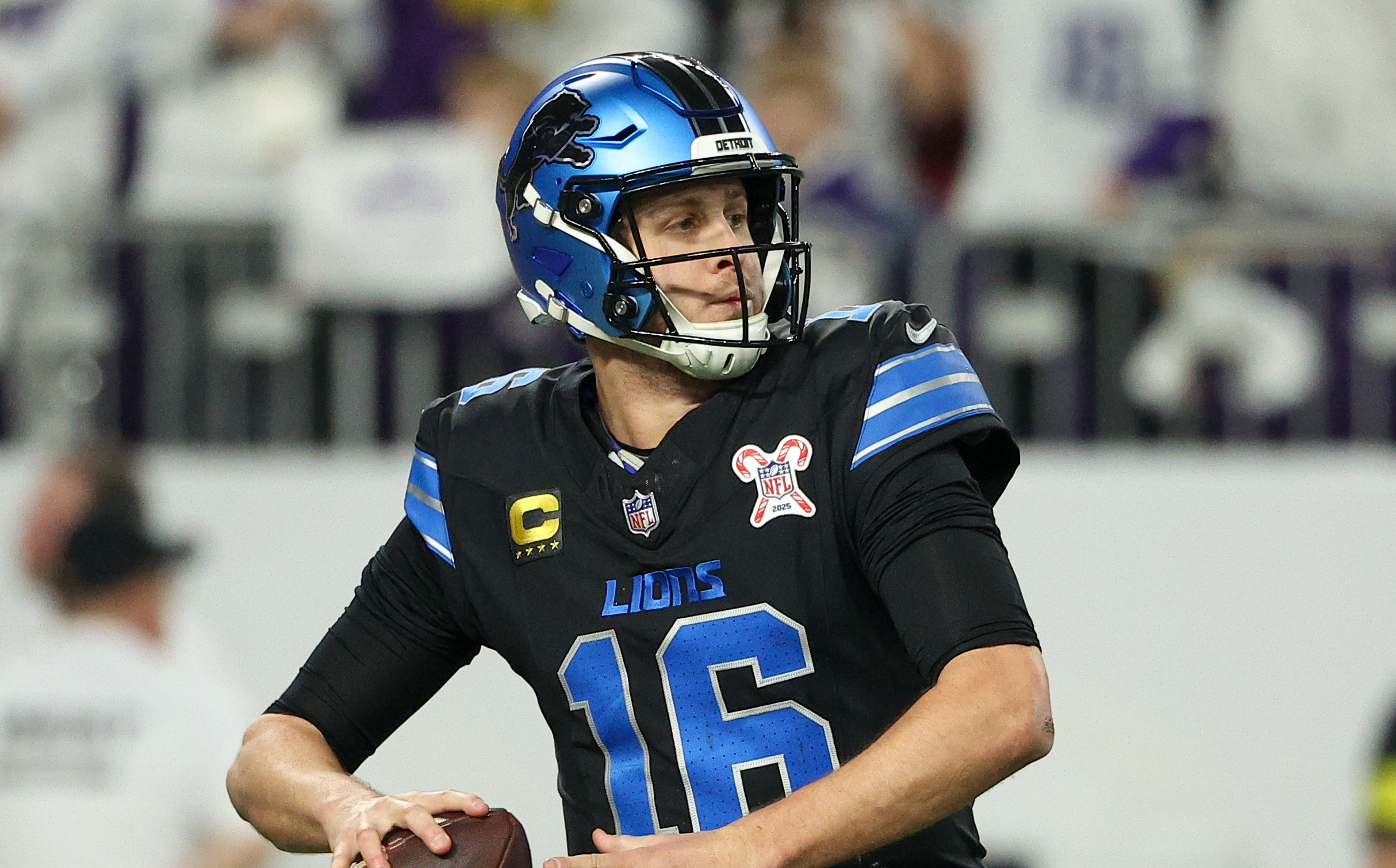 Detroit Lions quarterback Jared Goff attempts a pass as we make our best Saints vs. Lions prediction.