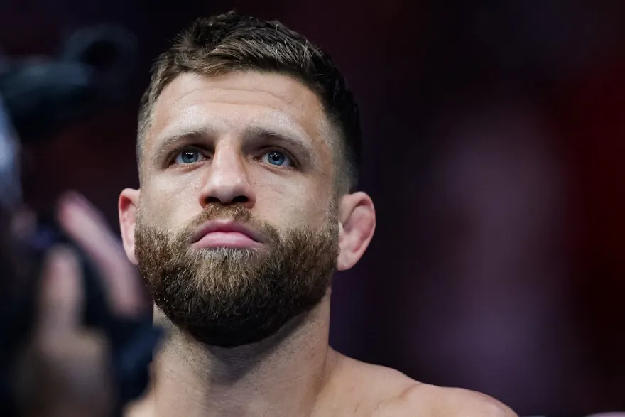 Calvin Kattar looks on prior to facing Josh Emmett in their featherweight fight at the UFC Fight Night event.