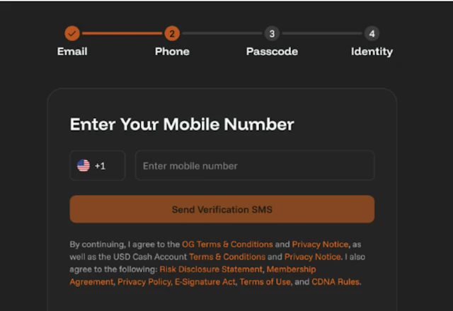 OG.com phone registration screen.