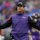 Head coach John Harbaugh of the Baltimore Ravens reacts in the second quarter against the Buffalo Bills at M&T Bank Stadium on October 02, 2022 in Baltimore, Maryland.