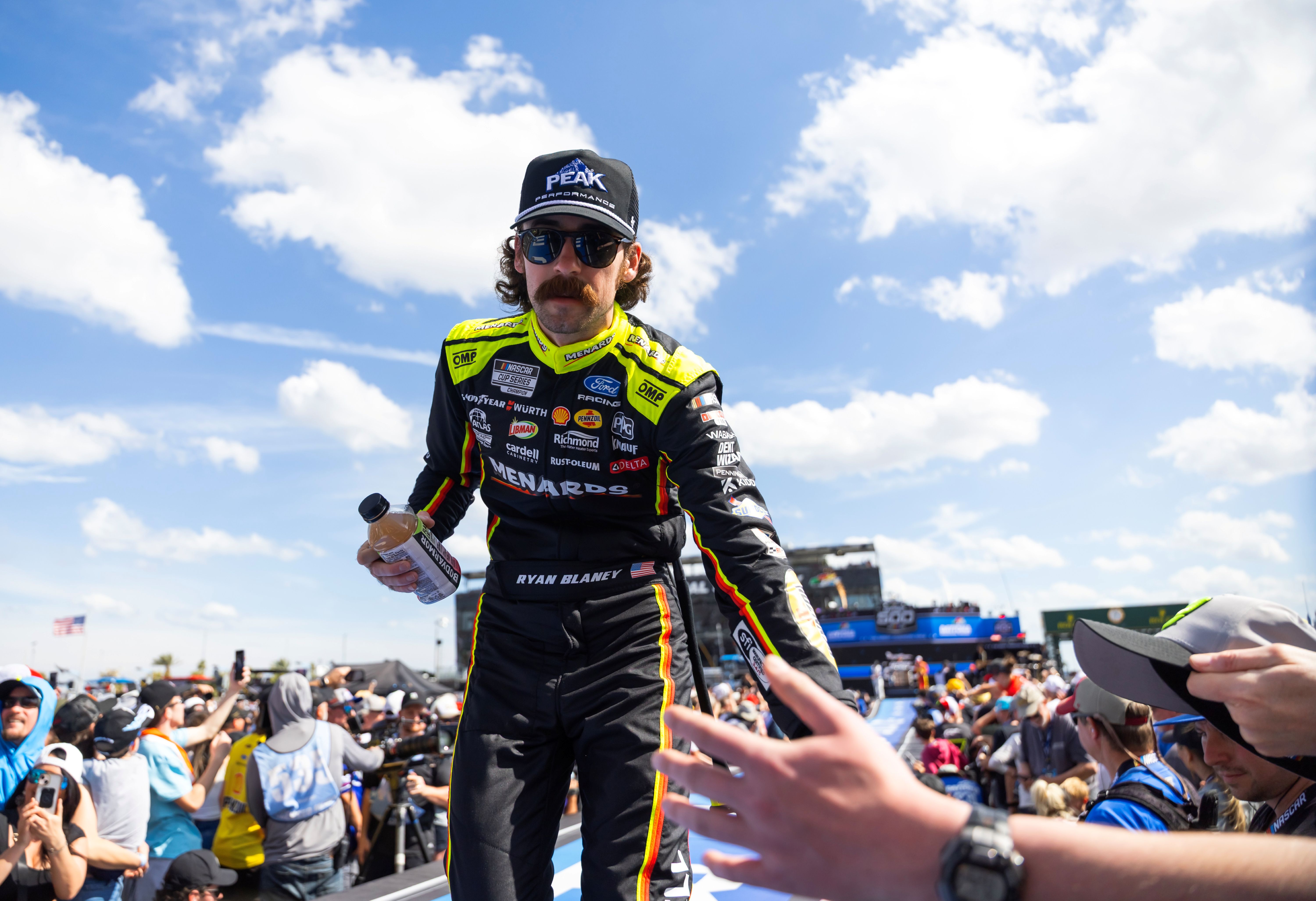NASCAR Cup Series driver Ryan Blaney during driver introductions, and he's featured in our NASCAR predictions at Phoenix