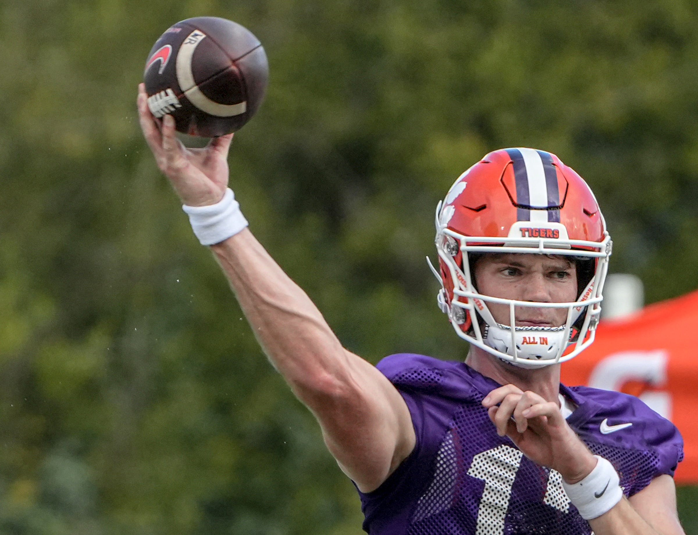 Clemson quarterback Christopher Vizzina during practice as we make our best Clemson vs. LSU early prediction.