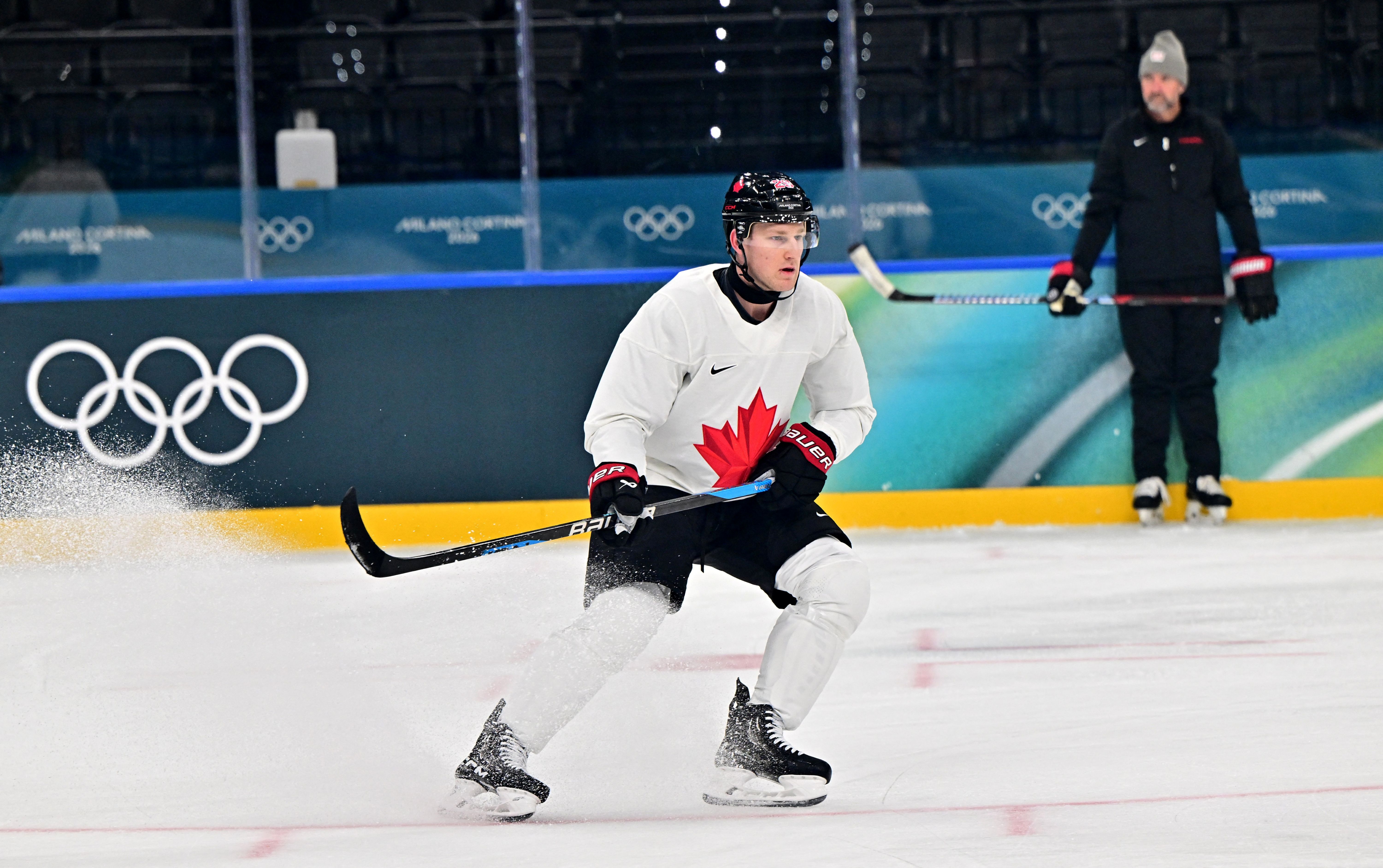 Nathan Mackinnon of Canada at practice as we make our best Canada vs. Czechia prediction