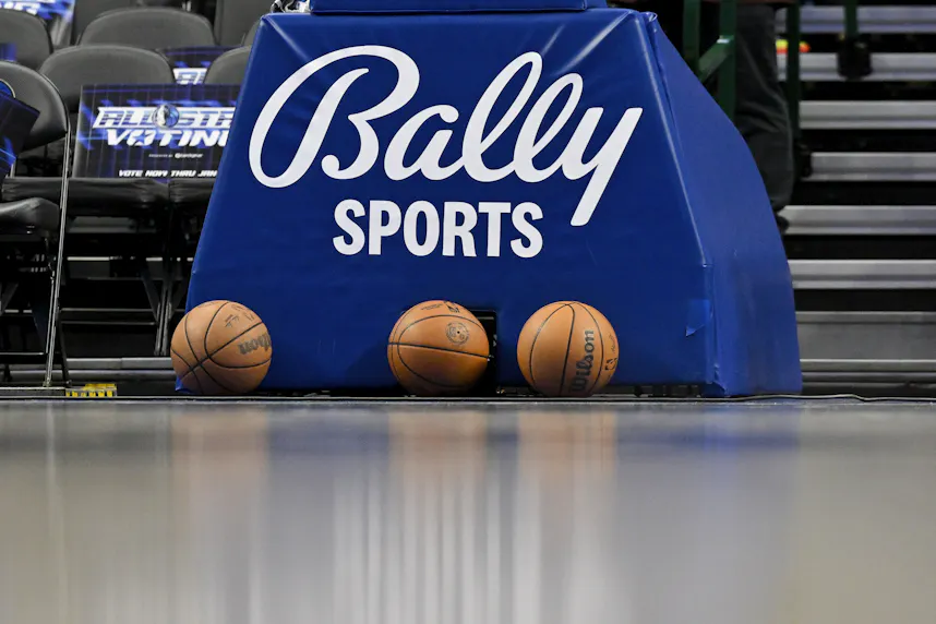 A view of the Bally Sports logo and basketballs as we look at the launch a of a Bally social casino