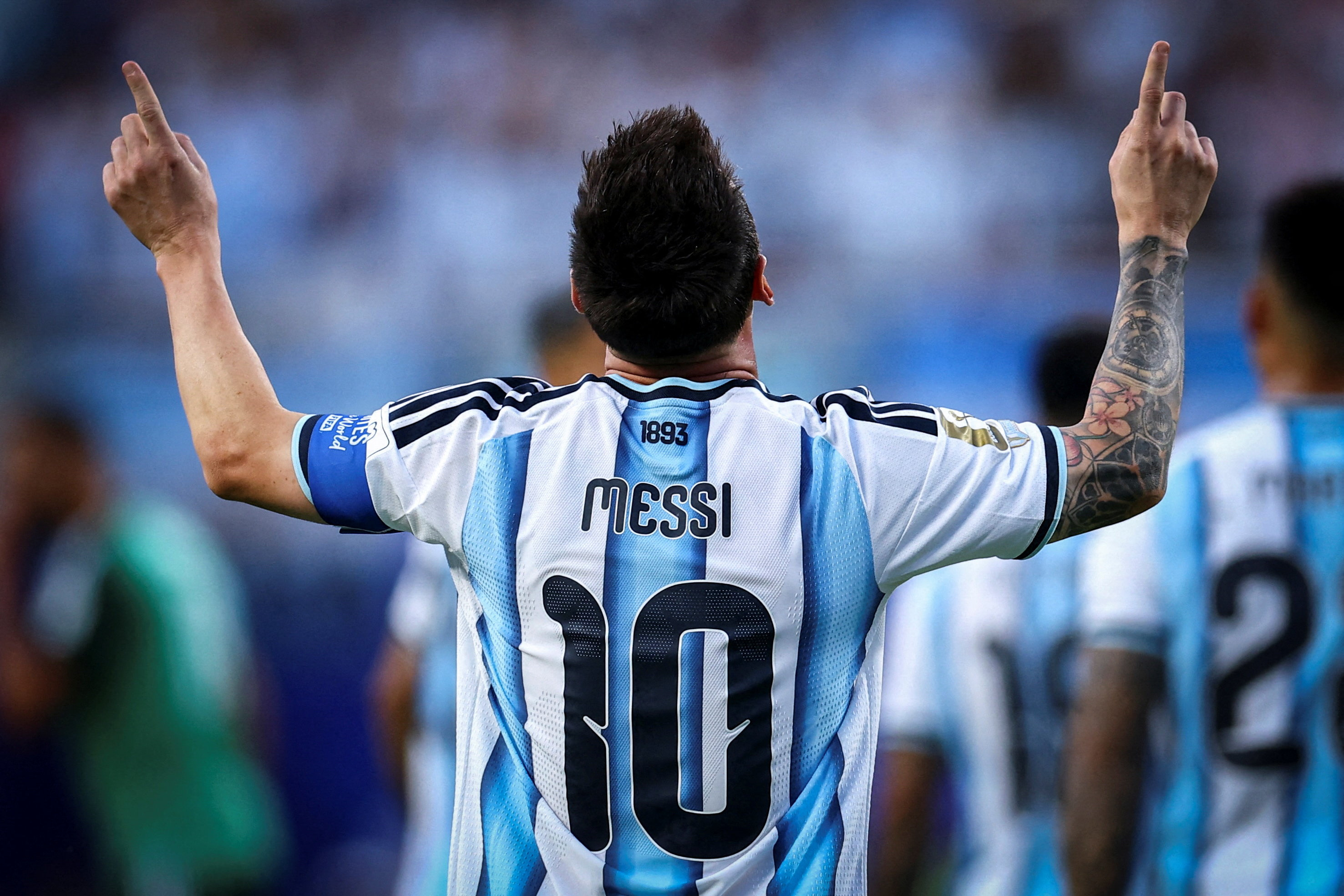 Agentina's Lionel Messi celebrates scoring as we look at the 2028 Copa America odds.
