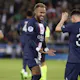 Paris Saint-Germain forward Lionel Messi celebrates with teammate Neymar during the French championship Ligue 1 football match between PSG and Nice on October 1, 2022 at Parc des Princes stadium in Paris, France.