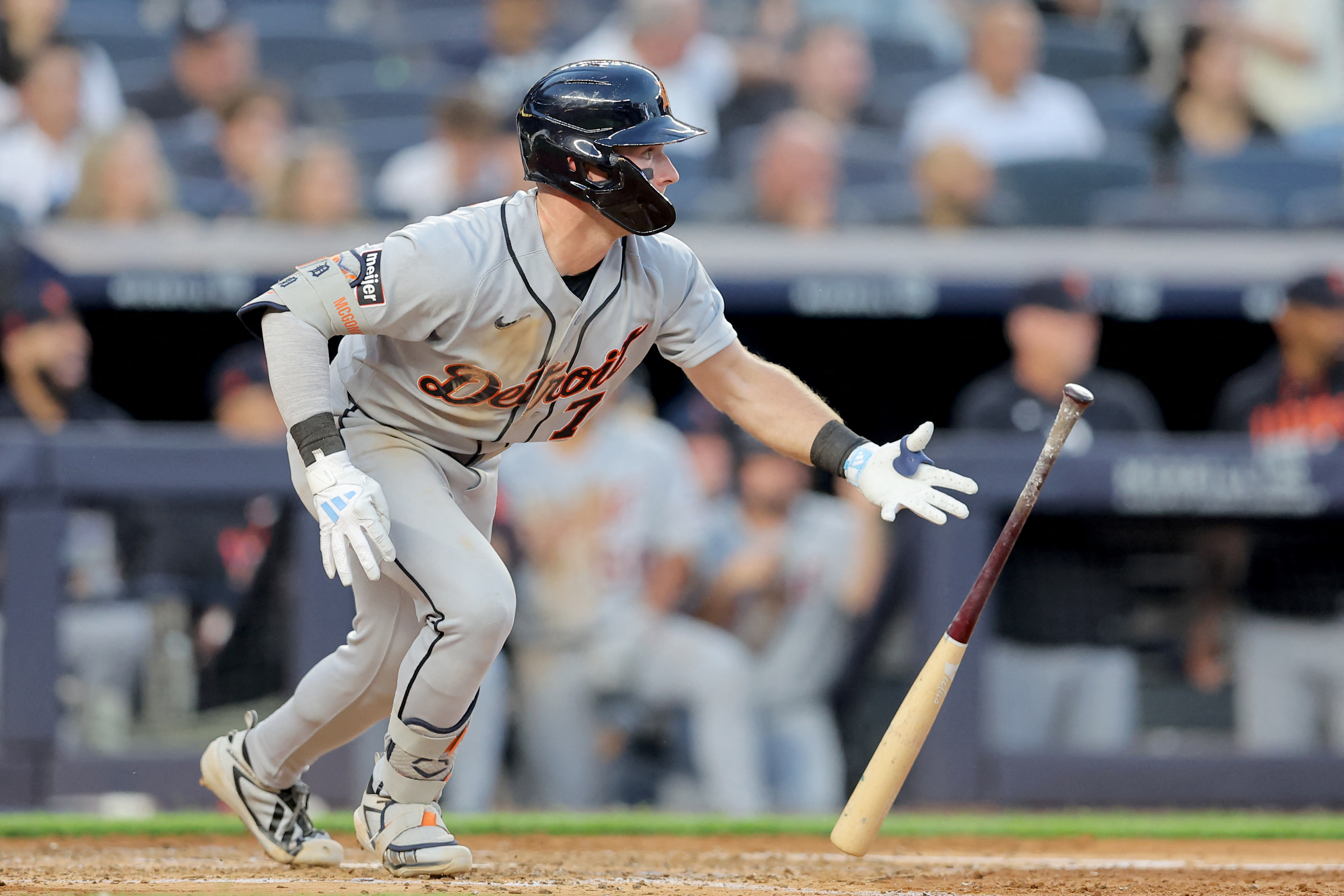 Detroit Tigers third baseman Kevin McGonigle follows through as we make our best Tigers vs. Yankees prediction.