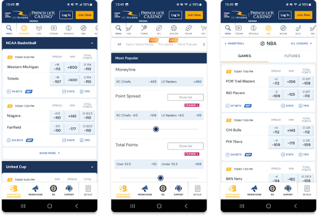 BetRivers Sportsbook mobile app for Android devices.