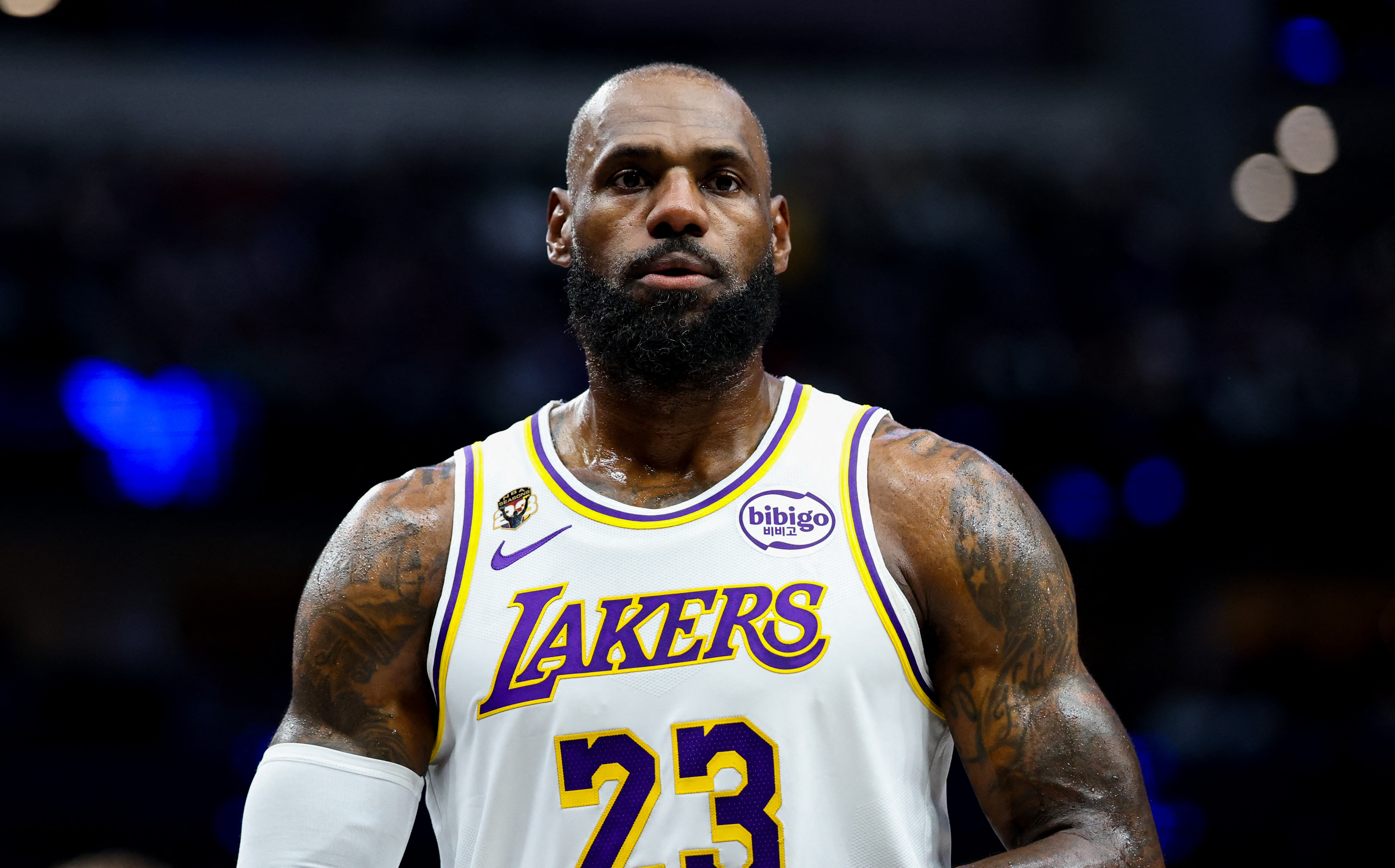 Los Angeles Lakers forward LeBron James (23) looks on as we break down the LeBron James next team odds.