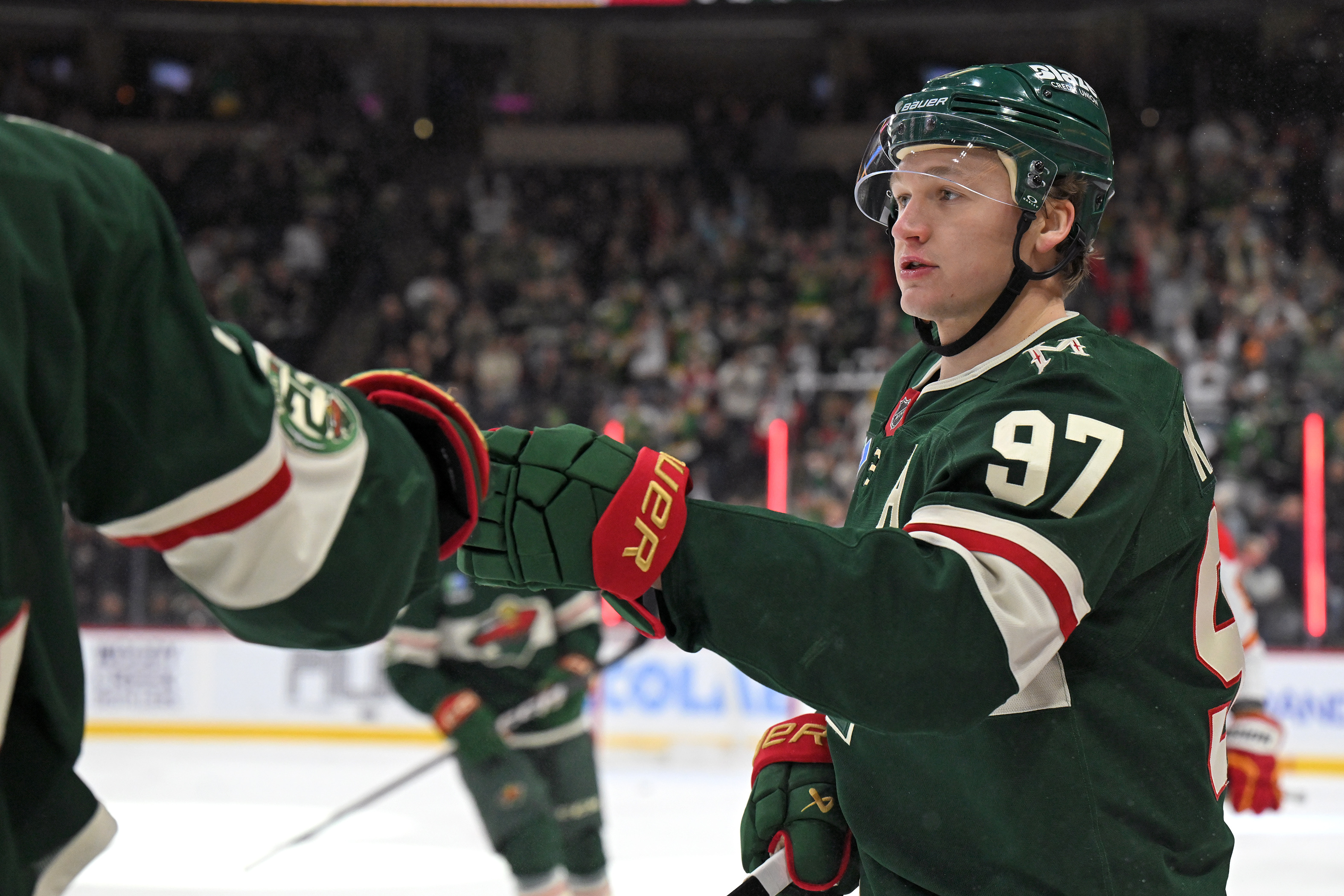 Kirill Kaprizov celebrates his goal against as we provide our NHL player props and best bets today. 