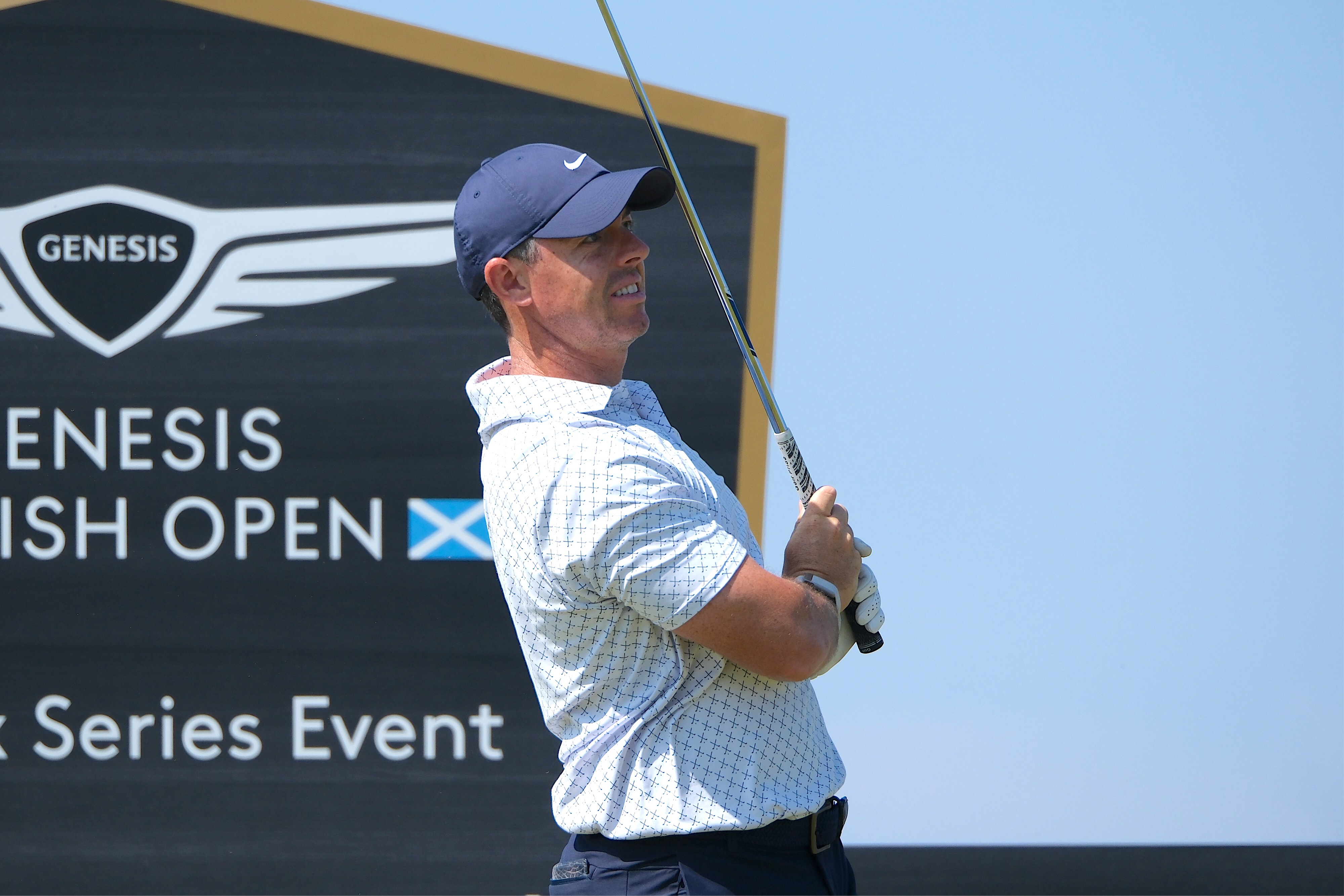Rory McIlroy (Northern Ireland) on the 3rd tee as he is featured in our Genesis Scottish Open Second-Round Leader prediction & odds.
