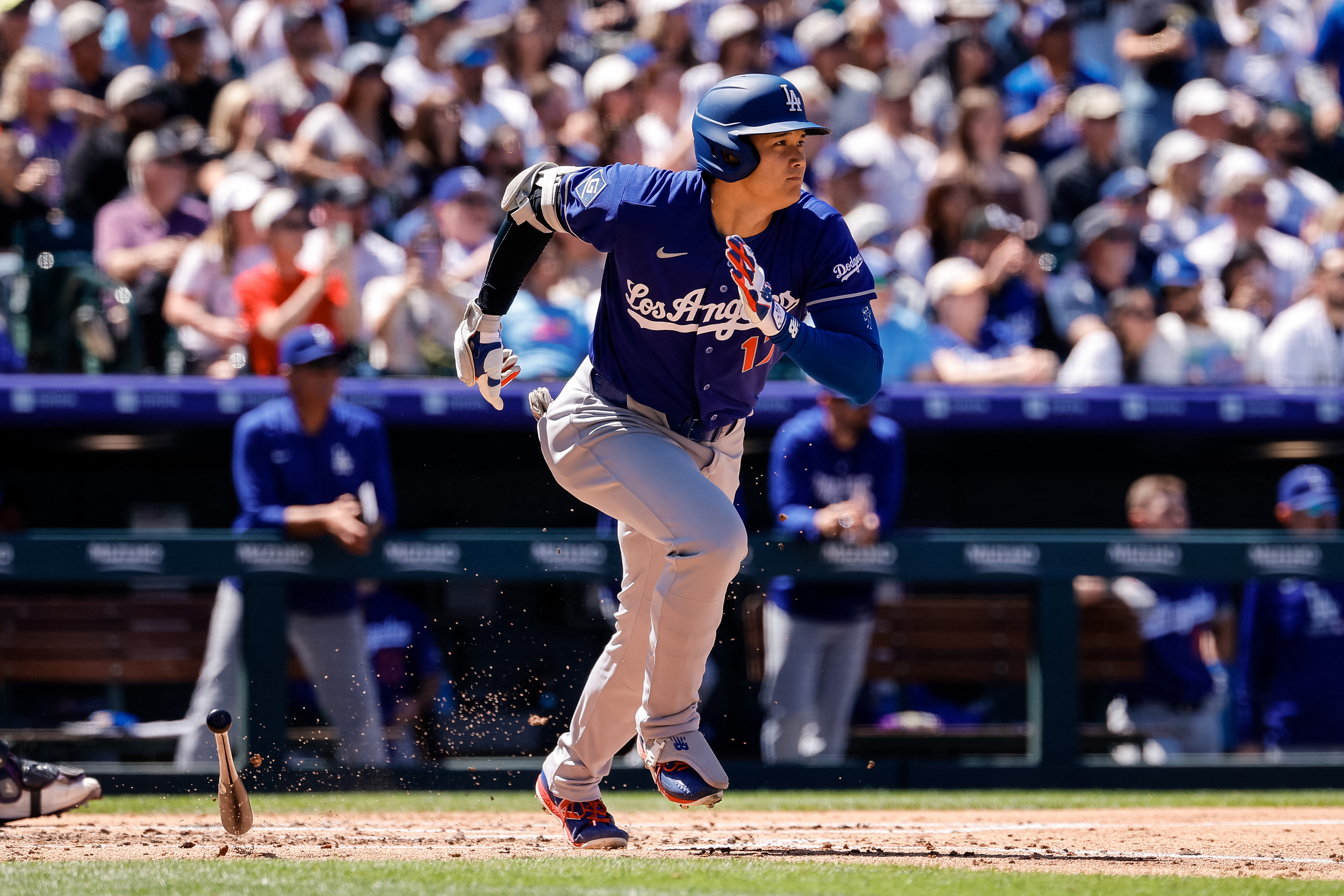  Los Angeles Dodgers designated hitter Shohei Ohtani - who's featured in my Cubs vs. Dodgers prediction - runs on an RBI double in the third inning. 