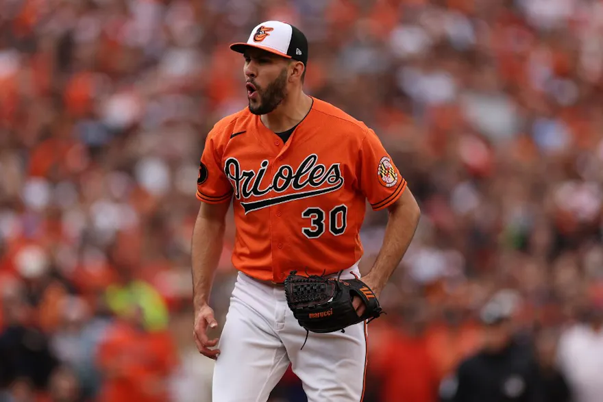 Grayson Rodriguez of the Baltimore Orioles reacts against the Texas Rangers during Game 2 of the American League Division Series at Oriole Park at Camden Yards as we look at the Maryland September report.