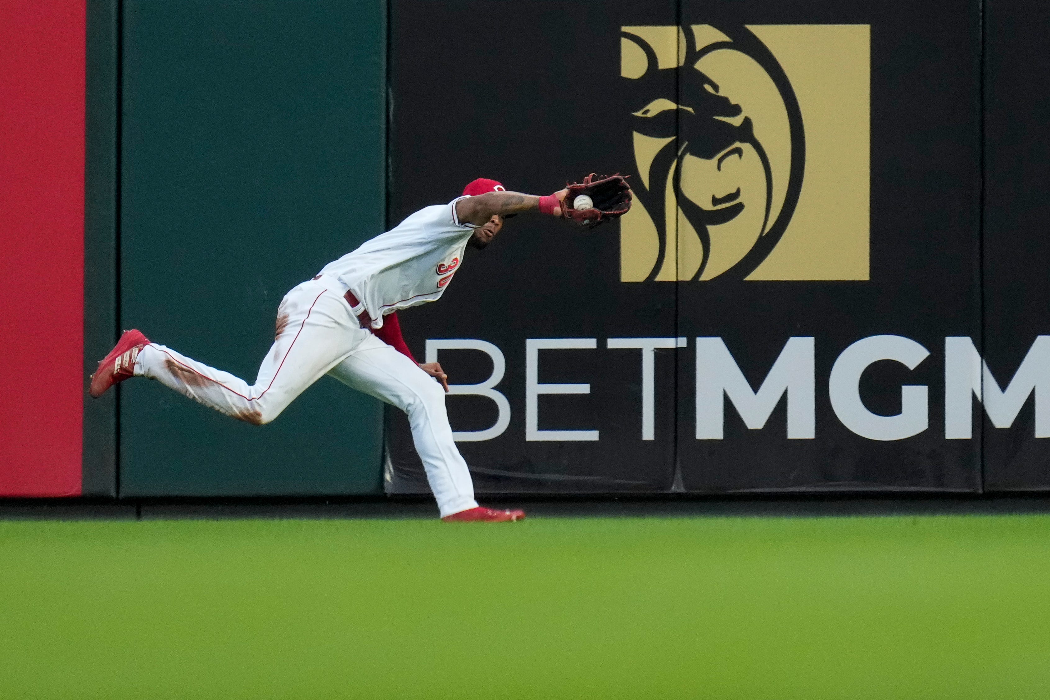 Cincinnati Reds right fielder Will Benson catches a hard-hit line drive as we look at BetMGM and MLB extending their deal.