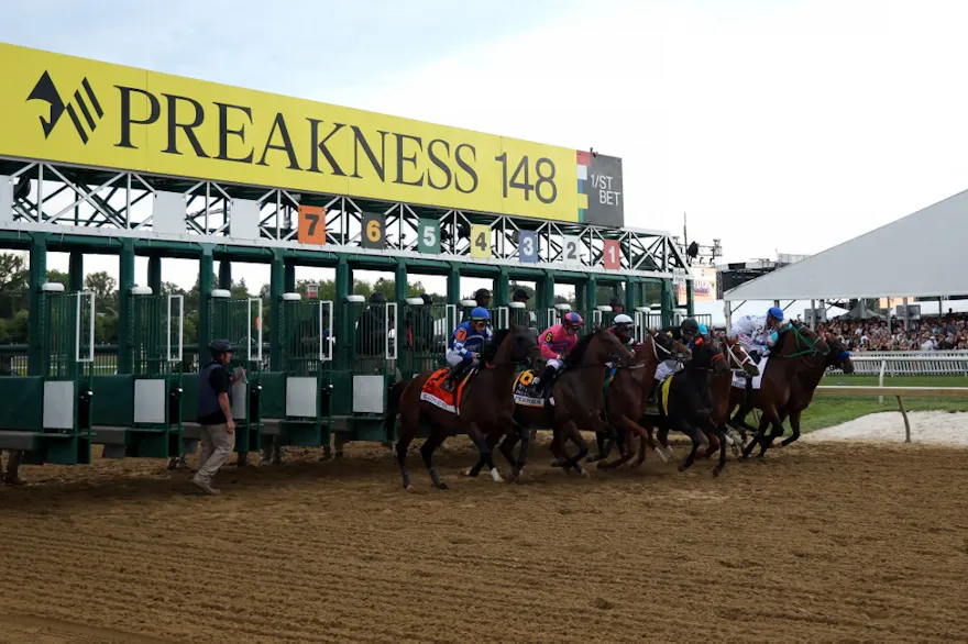 The field breaks from the gate during the 148th Running of the Preakness Stakes as we look at our FanDuel Racing Preakness Stakes promo code