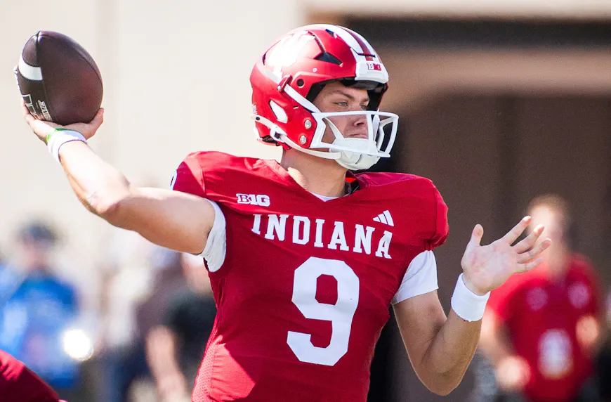 Indiana's Kurtis Rourke passes against Charlotte. We're backing Rourke in our Big Ten predictions.