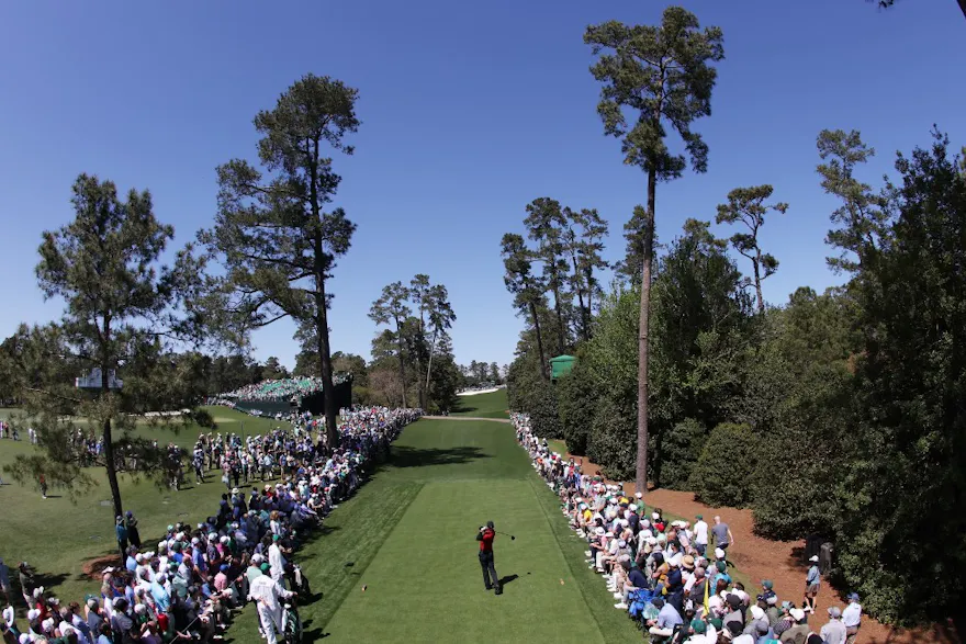 Tiger Woods plays his shot from the 18th tee as we look at the Masters projected cut line.