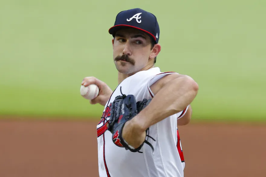 Spencer Strider #65 of the Atlanta Braves pitches as we look at the 2024 MLB wins leader odds heading into spring training.