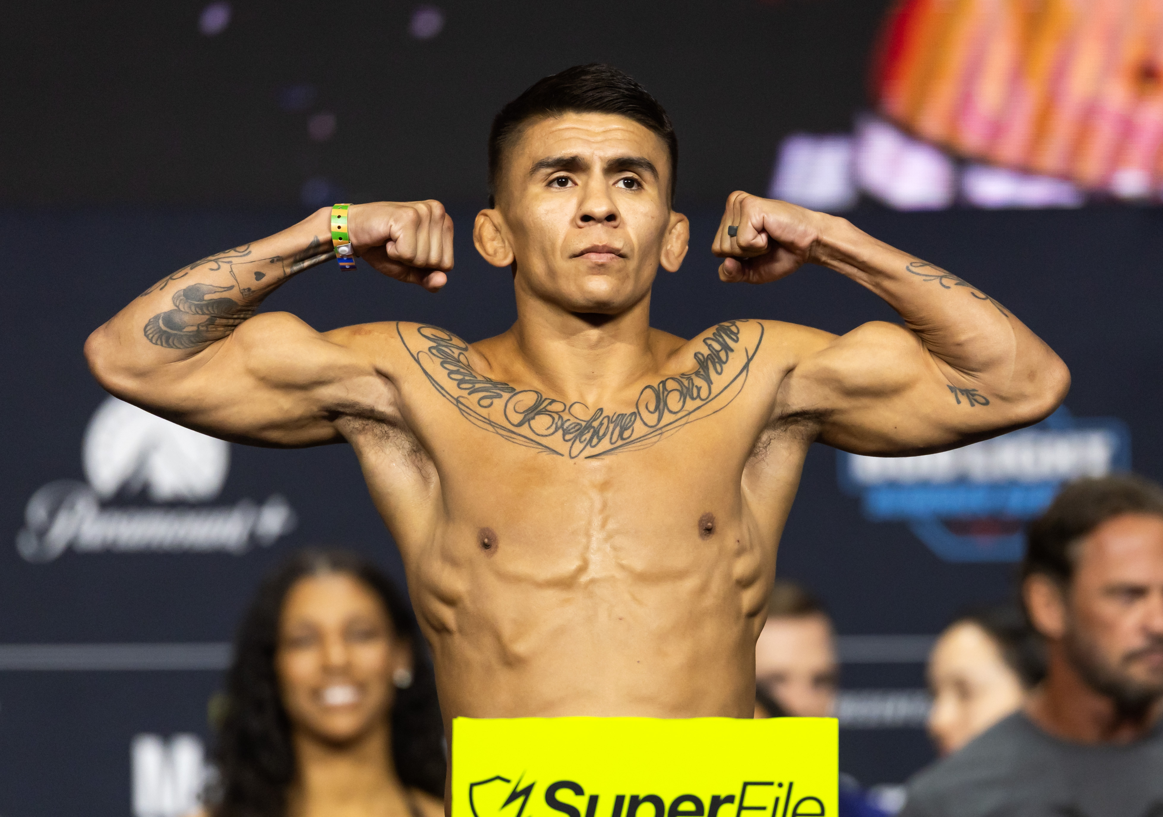 Mario Bautista during weigh ins as he is featured in our Cory Sandhagen vs. Mario Bautista prediction.