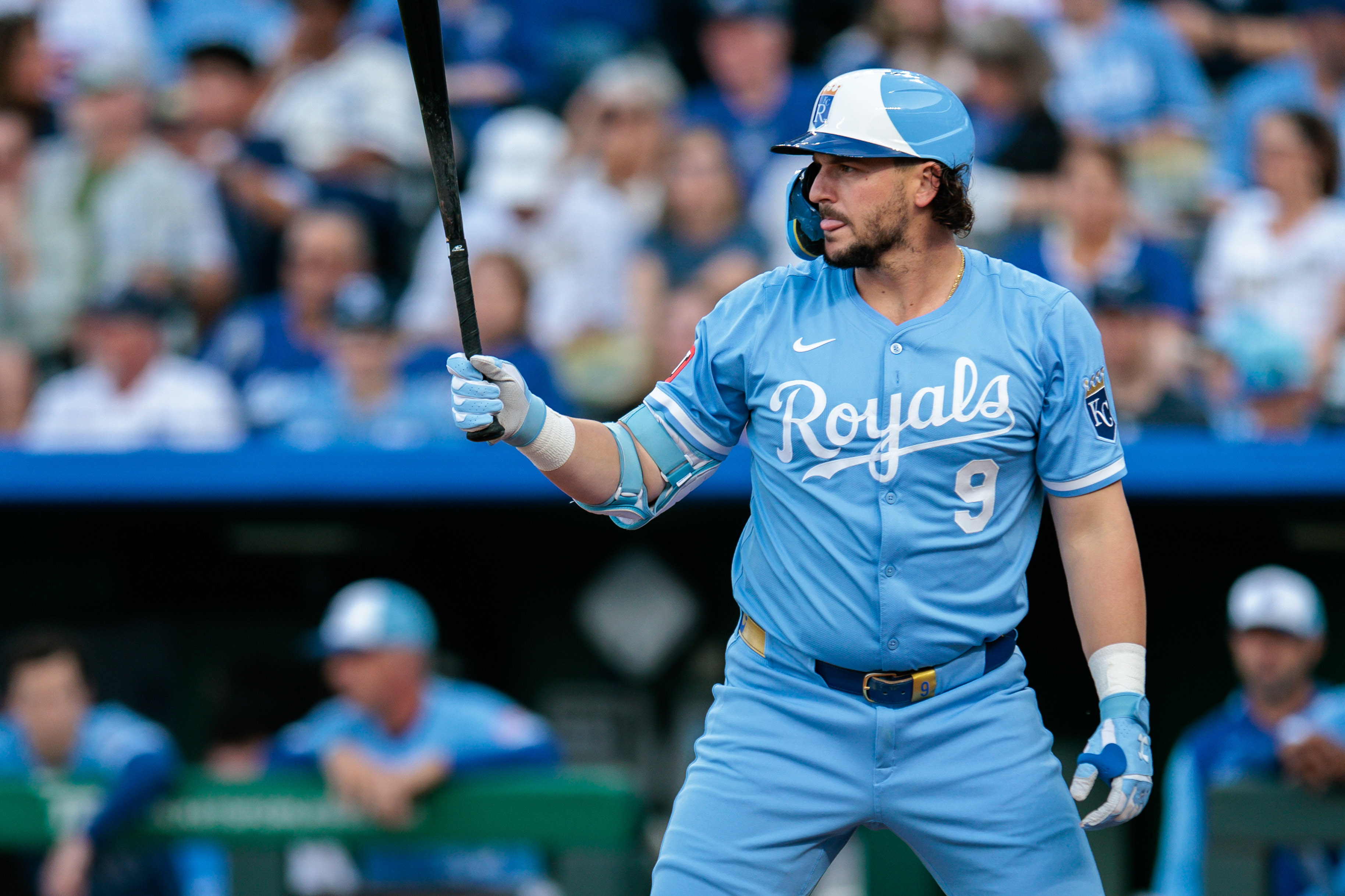 Kansas City Royals first base Vinnie Pasquantino headlines our 10 breakout MLB players to watch this season after showing signs of stardom last year.