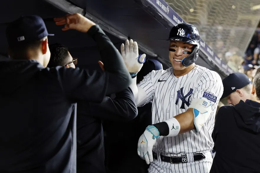 Aaron Judge of the New York Yankees celebrates after hitting a solo home run as we look at Fanatics expanding into New York.