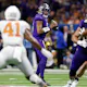 Michael Penix Jr. of the Washington Huskies looks to pass in the second quarter against the Texas Longhorns, and we offer new U.S. bettors our exclusive bet365 bonus code.