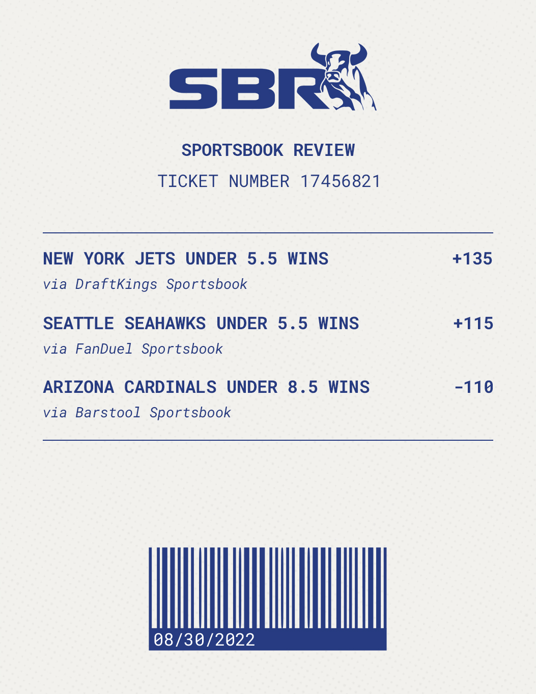 Sbr Betting TicketThree Picks