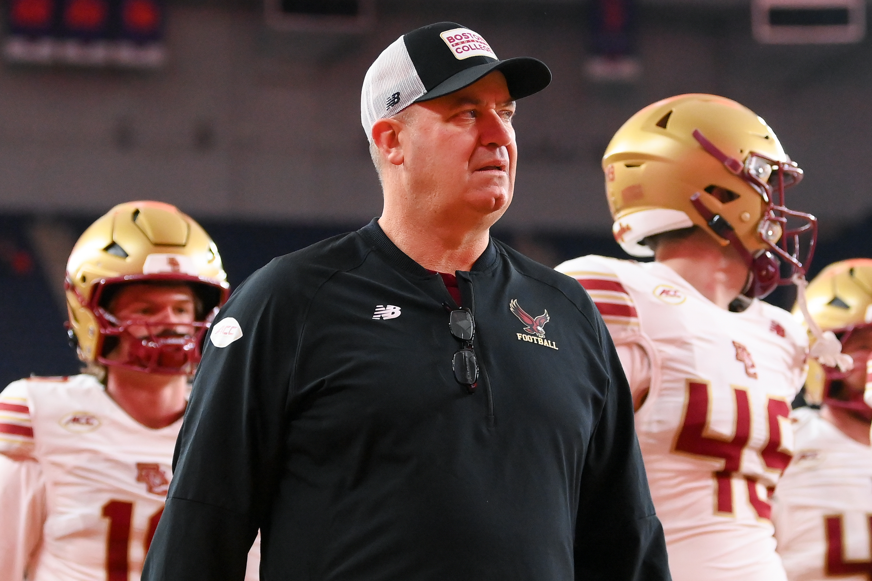 Boston College Eagles head coach Bill O'Brien walks off the field as we break down our Boston College vs. Cincinnati prediction.