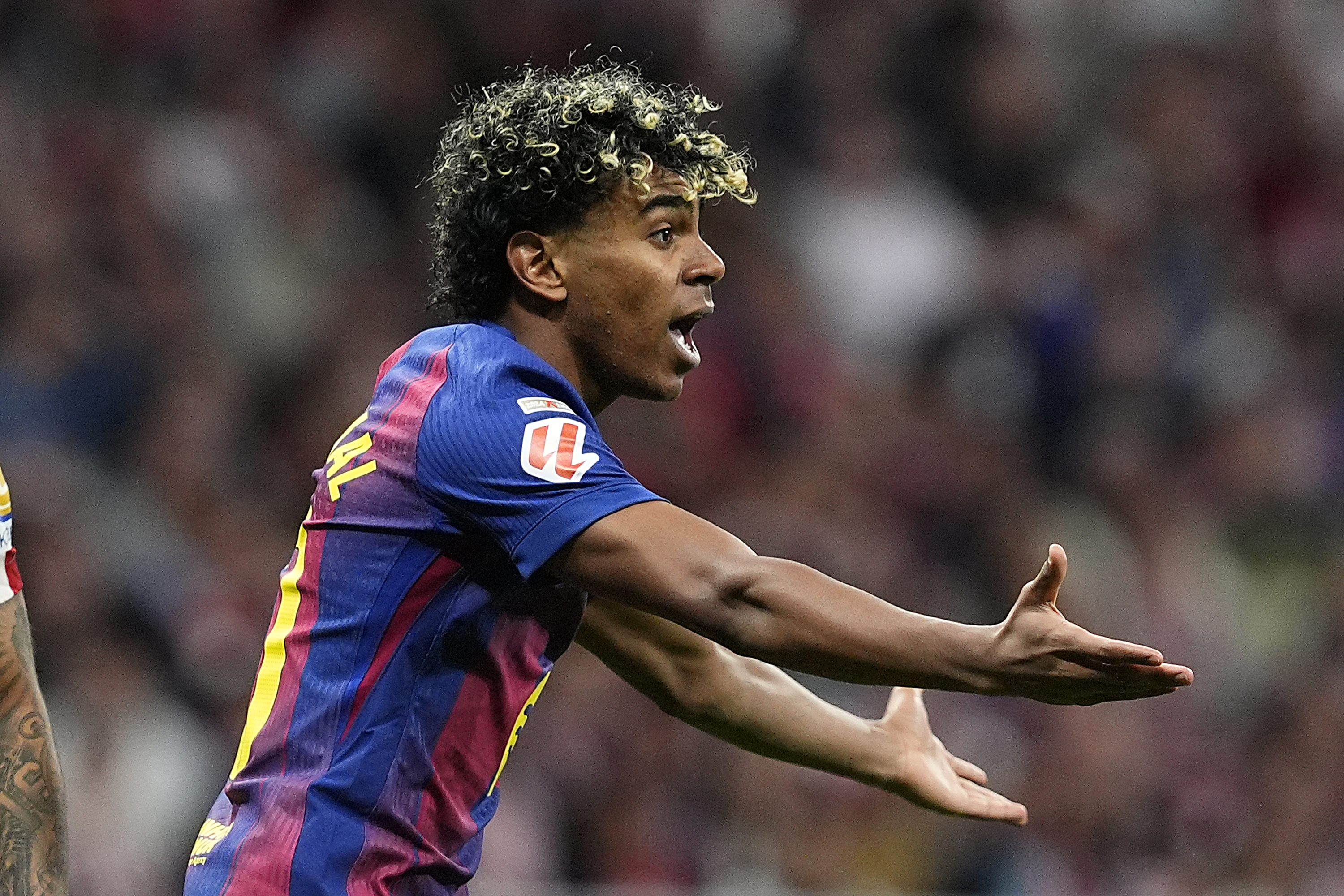 FC Barcelona's Lamine Yamal reacts as we make our best Barcelona vs. Atletico Madrid prediction.